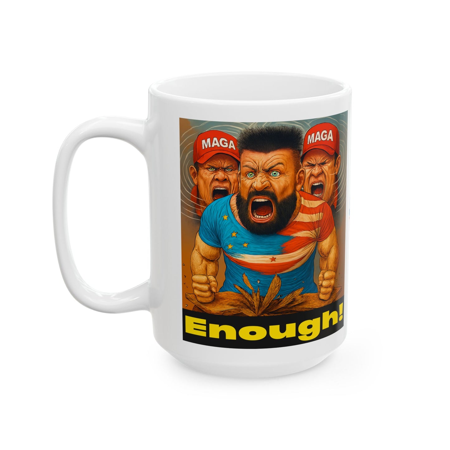 Ceramic Mug, Enough MAGA , Election Decor, Wise Up USA, Activist Gift, Midterms 26, Political Coffee Cup, Protester Present, Anti MAGA