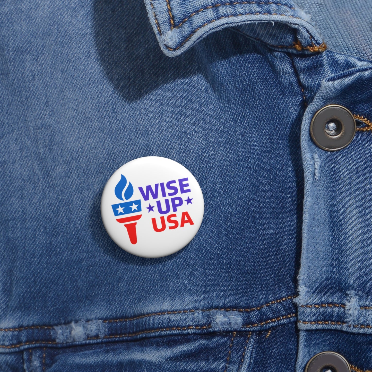 Custom Pin Buttons with Wise Up USA Design | Election Campaign, Political Merchandise, Anniversary Gifts, Activism Accessories, Party Favors