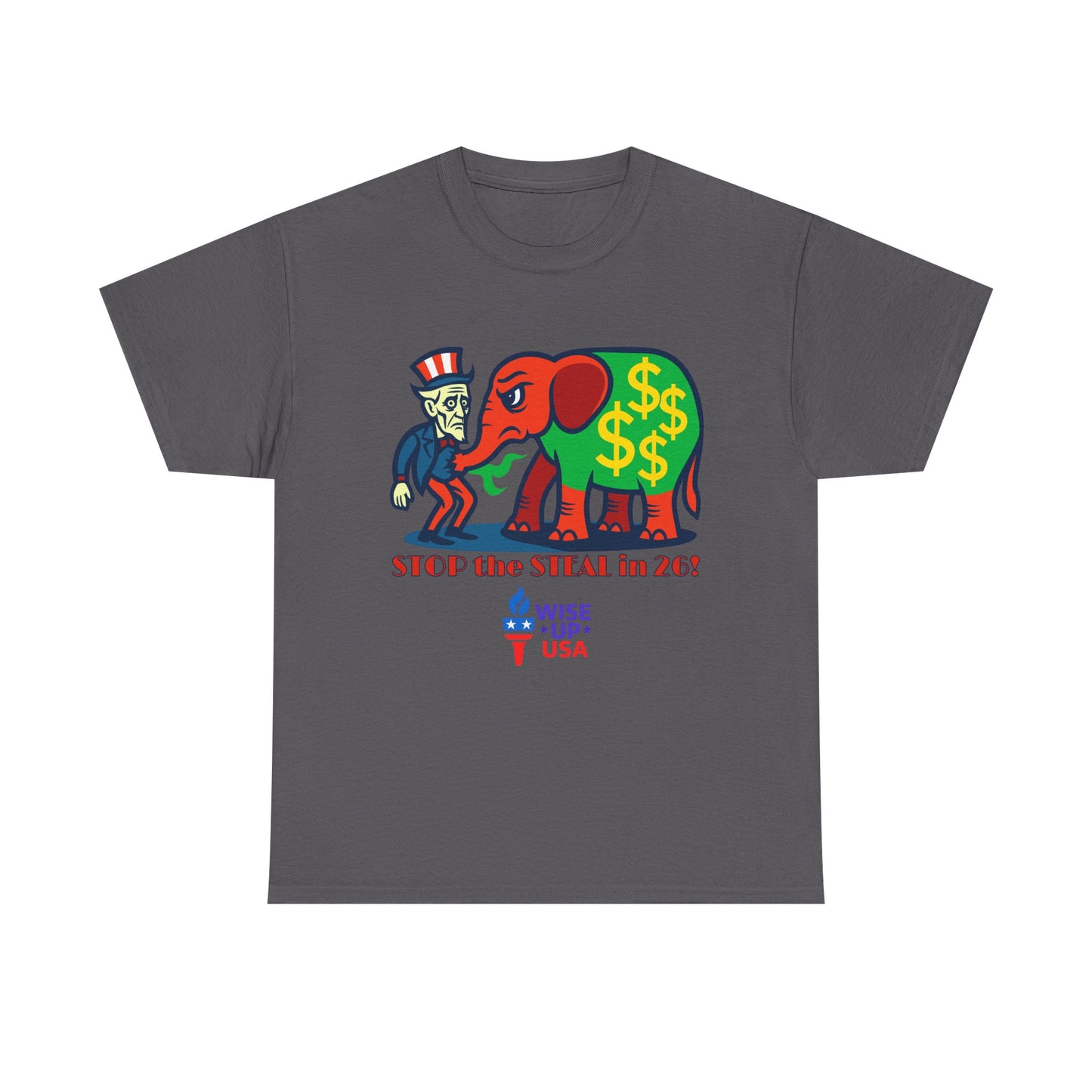 Unisex Heavy Cotton Tee with Patriotic 'Stop the Steal in '26!", Design, Election Day Apparel, Revolution, Gift for Activists, Midterm 26