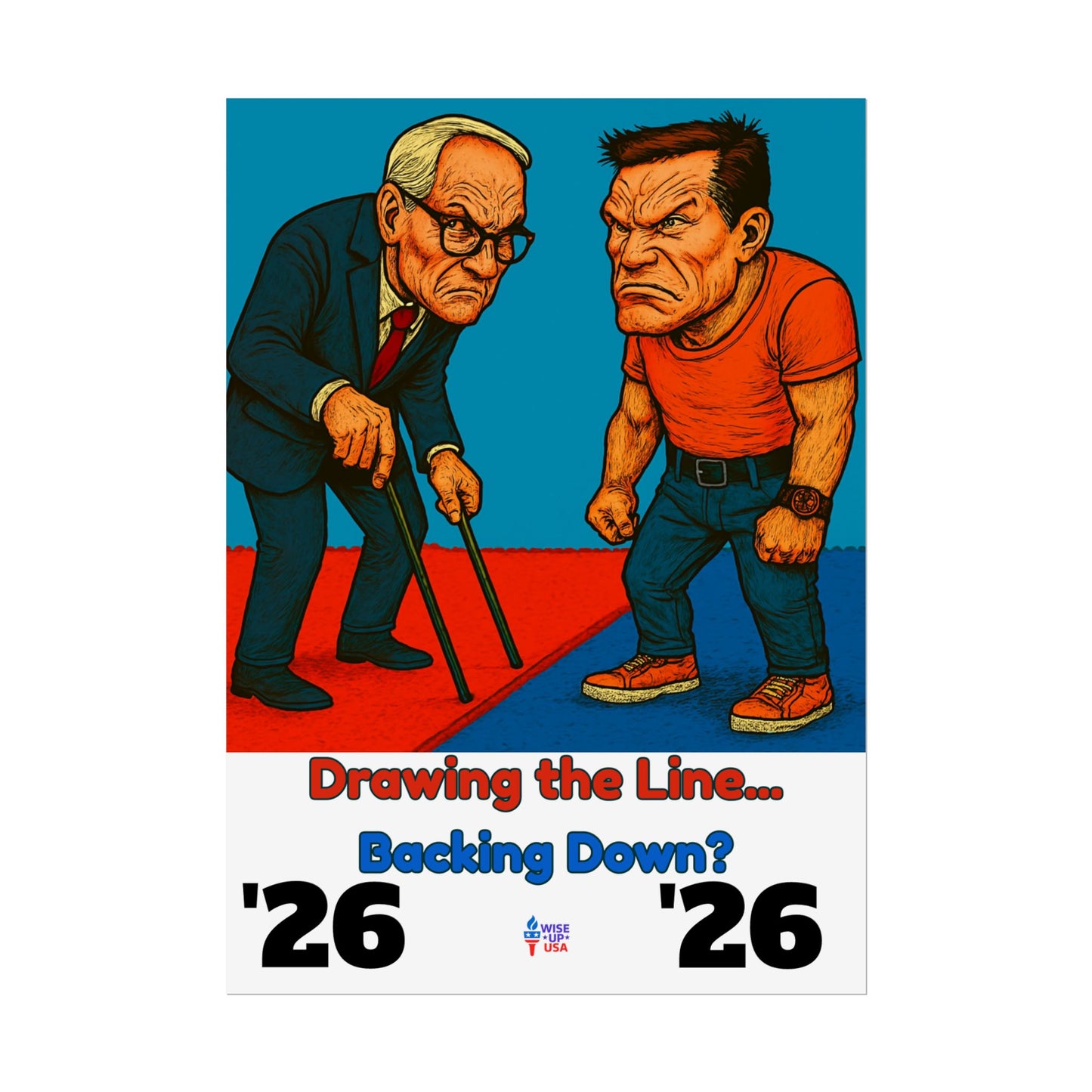 Colorful Protest Art Poster, Drawing the Line for 26, Activism Wall Art, Political Prints, Gift for Teachers and Students Midterm Elections