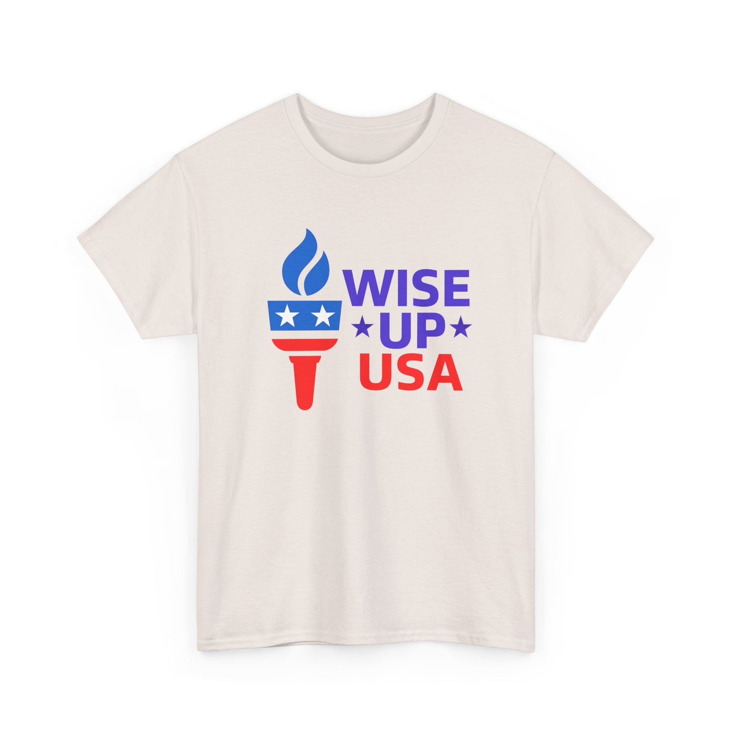 Unisex Heavy Cotton Tee with Patriotic 'Wise Up USA' Design, Independence Day Shirt, Election Day Apparel, USA Pride Tee, Gift for Activists