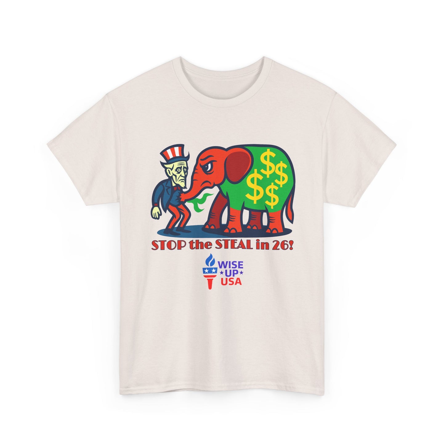 Unisex Heavy Cotton Tee with Patriotic 'Stop the Steal in '26!", Design, Election Day Apparel, Revolution, Gift for Activists, Midterm 26