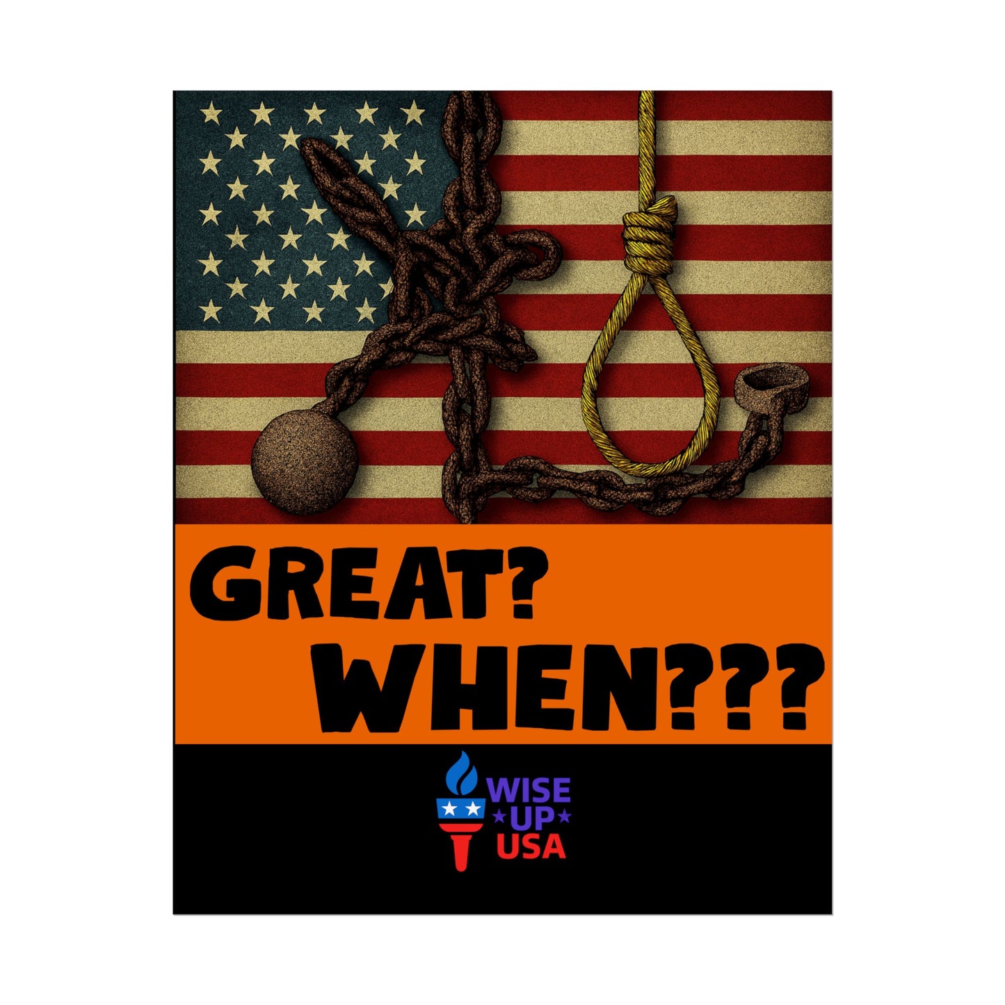 Protest Poster, Great? When? design, Activist Art, Bold Political Message, Dorm Decor, Election Season Sign, We were never Great, Stop MAGA