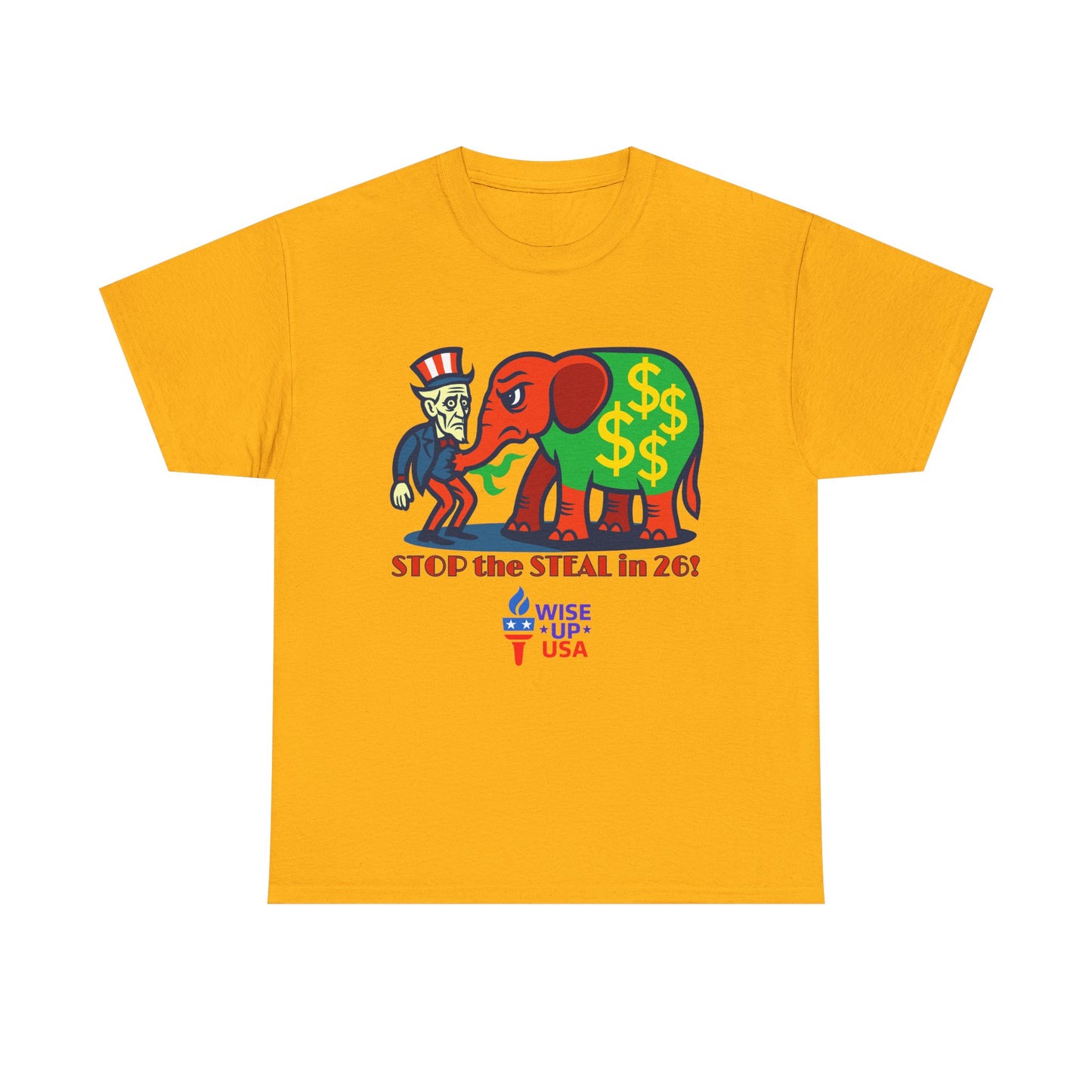 Unisex Heavy Cotton Tee with Patriotic 'Stop the Steal in '26!", Design, Election Day Apparel, Revolution, Gift for Activists, Midterm 26