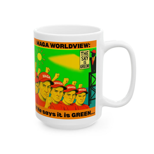 Ceramic Mug, Sky is Green , Election Decor, Wise Up USA, Activist Gift, Midterms 26, Political Coffee Cup, Protester Present, Anti MAGA