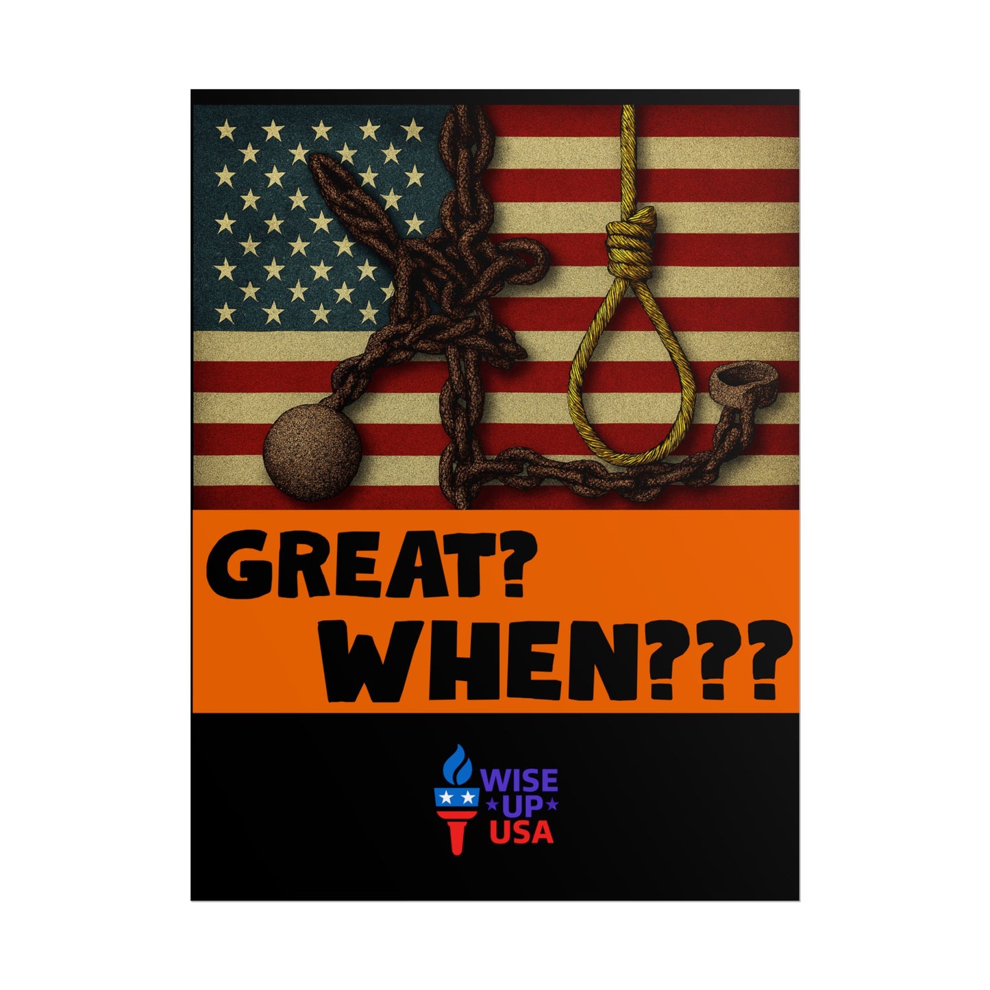 Protest Poster, Great? When? design, Activist Art, Bold Political Message, Dorm Decor, Election Season Sign, We were never Great, Stop MAGA
