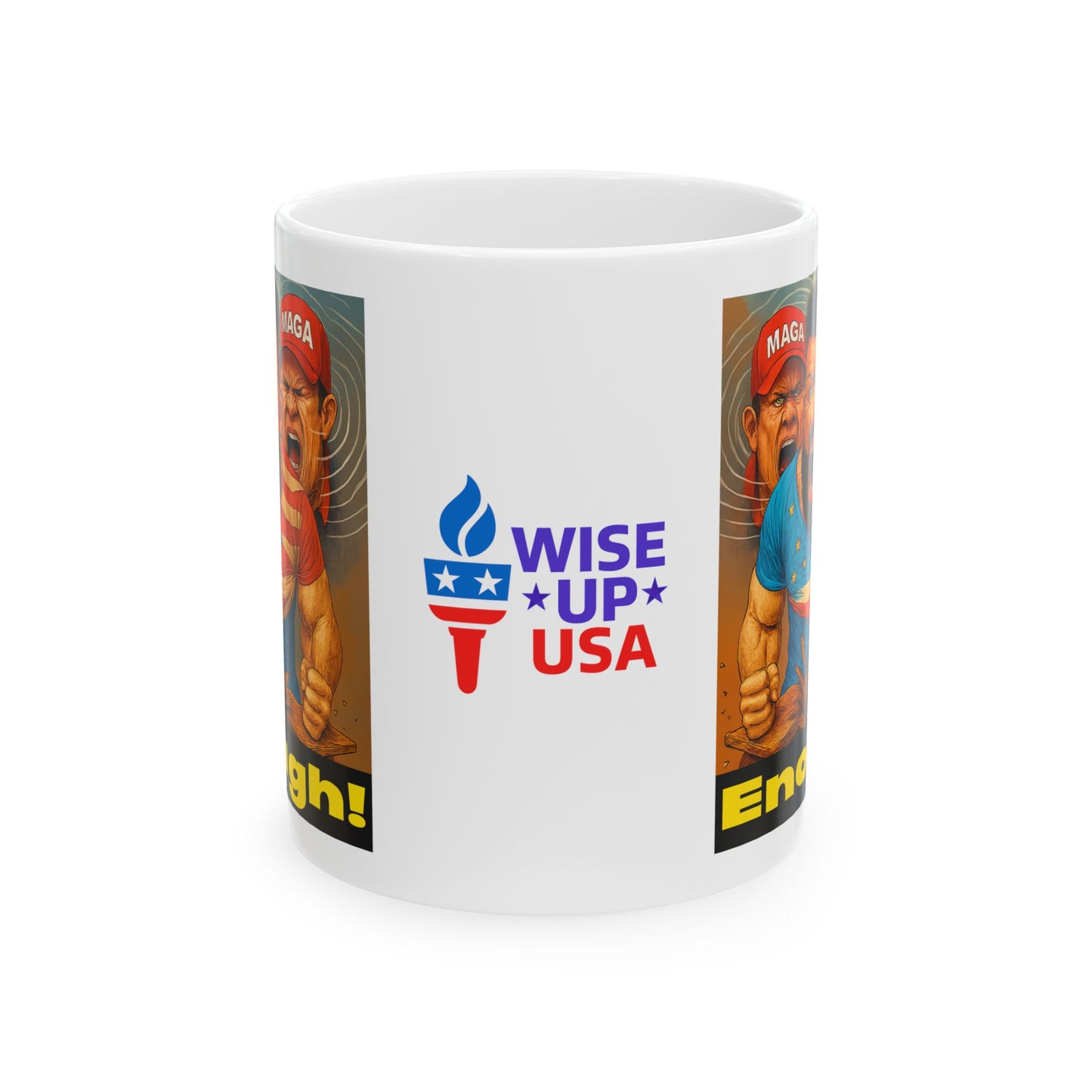 Ceramic Mug, Enough MAGA , Election Decor, Wise Up USA, Activist Gift, Midterms 26, Political Coffee Cup, Protester Present, Anti MAGA