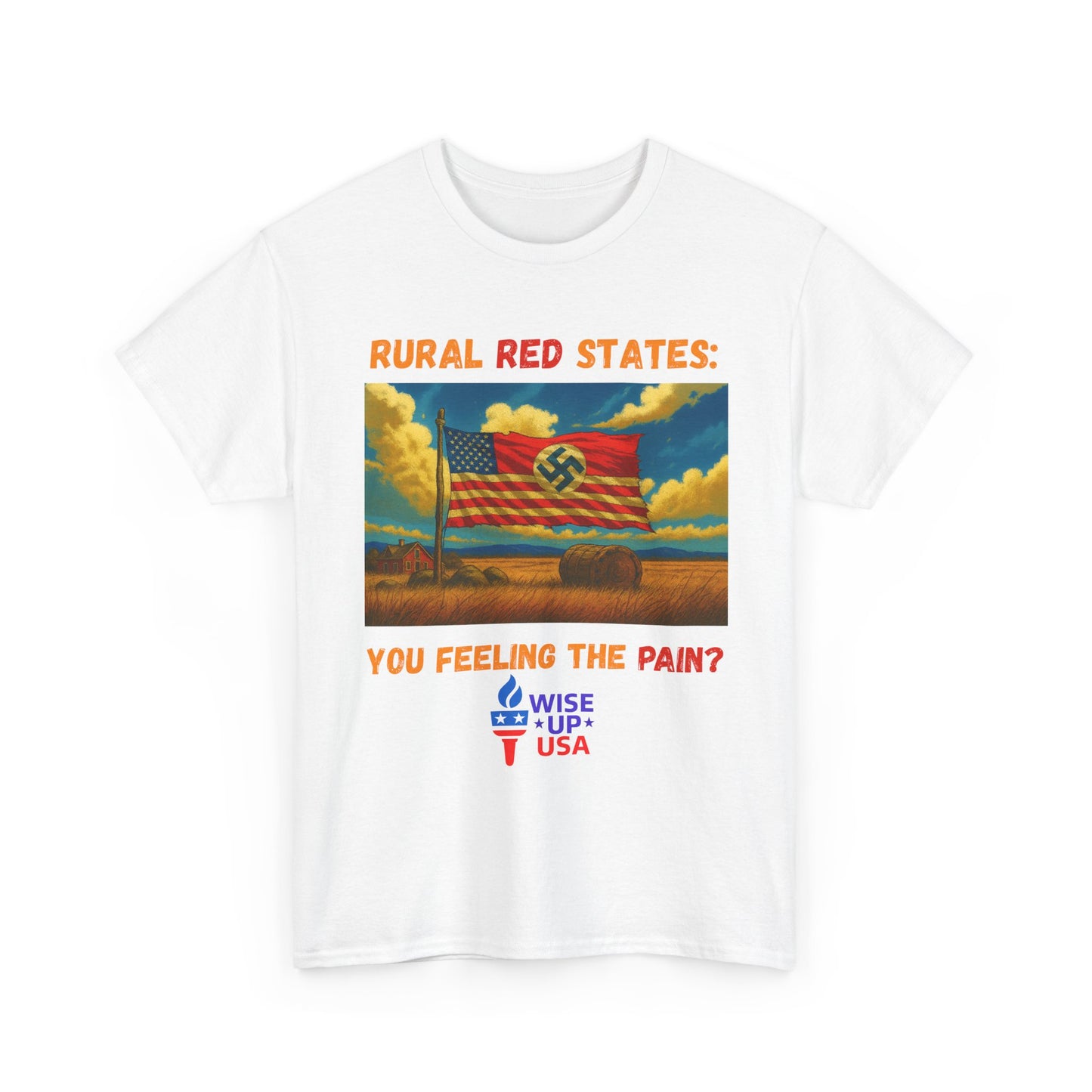 Unisex Heavy Cotton Tee with Red State Pain Design, Election Day Apparel, Tariffs bankrupt Farms, Activists, Midterm 26, Revolution