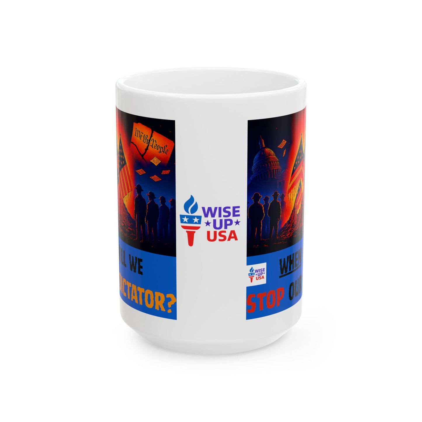 Ceramic Mug, Stop Dictator 26, Election Decor, Wise Up USA, Activist, Midterms 26, Political Coffee Cup, Stop Trump, stop Maga, VOTE '26