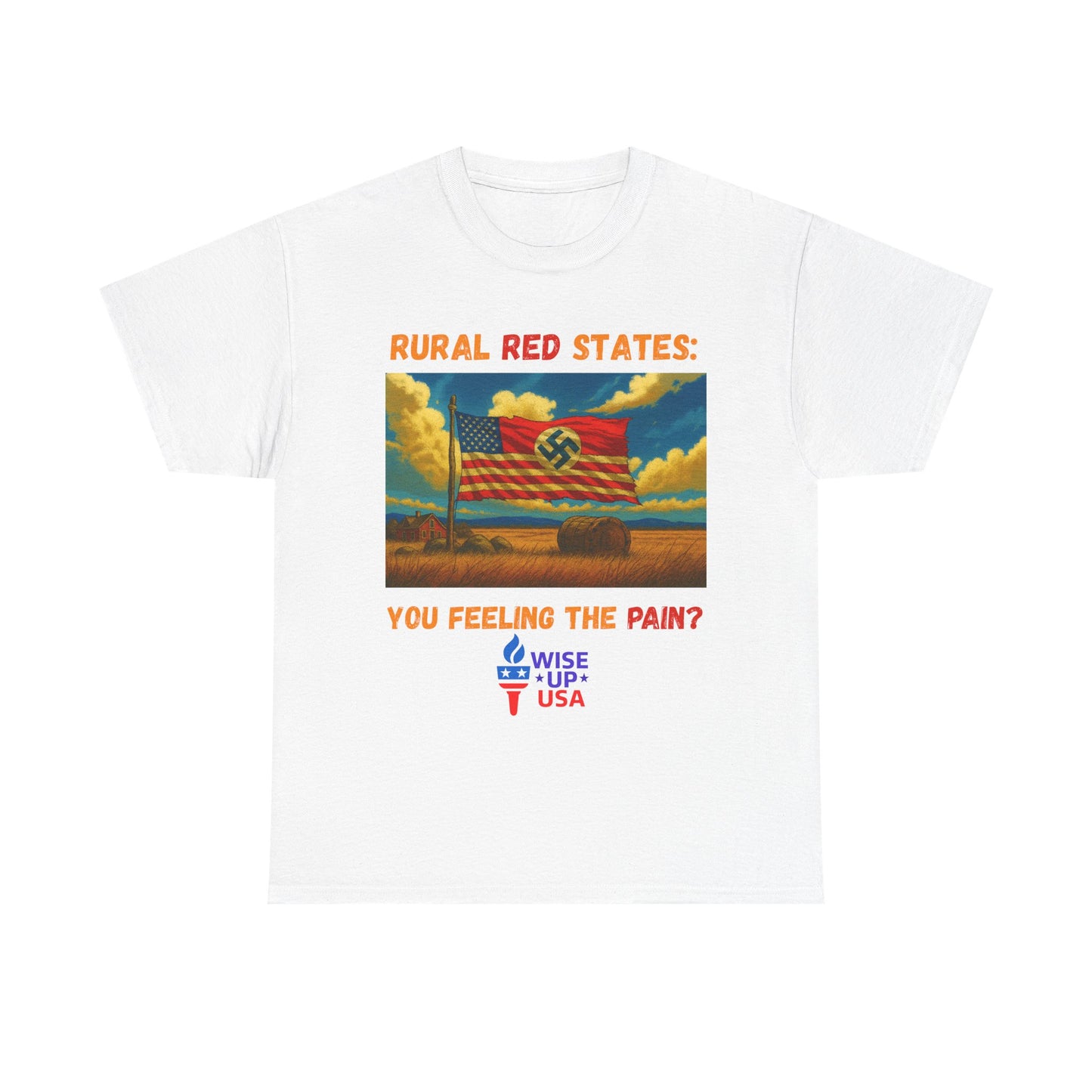 Unisex Heavy Cotton Tee with Red State Pain Design, Election Day Apparel, Tariffs bankrupt Farms, Activists, Midterm 26, Revolution