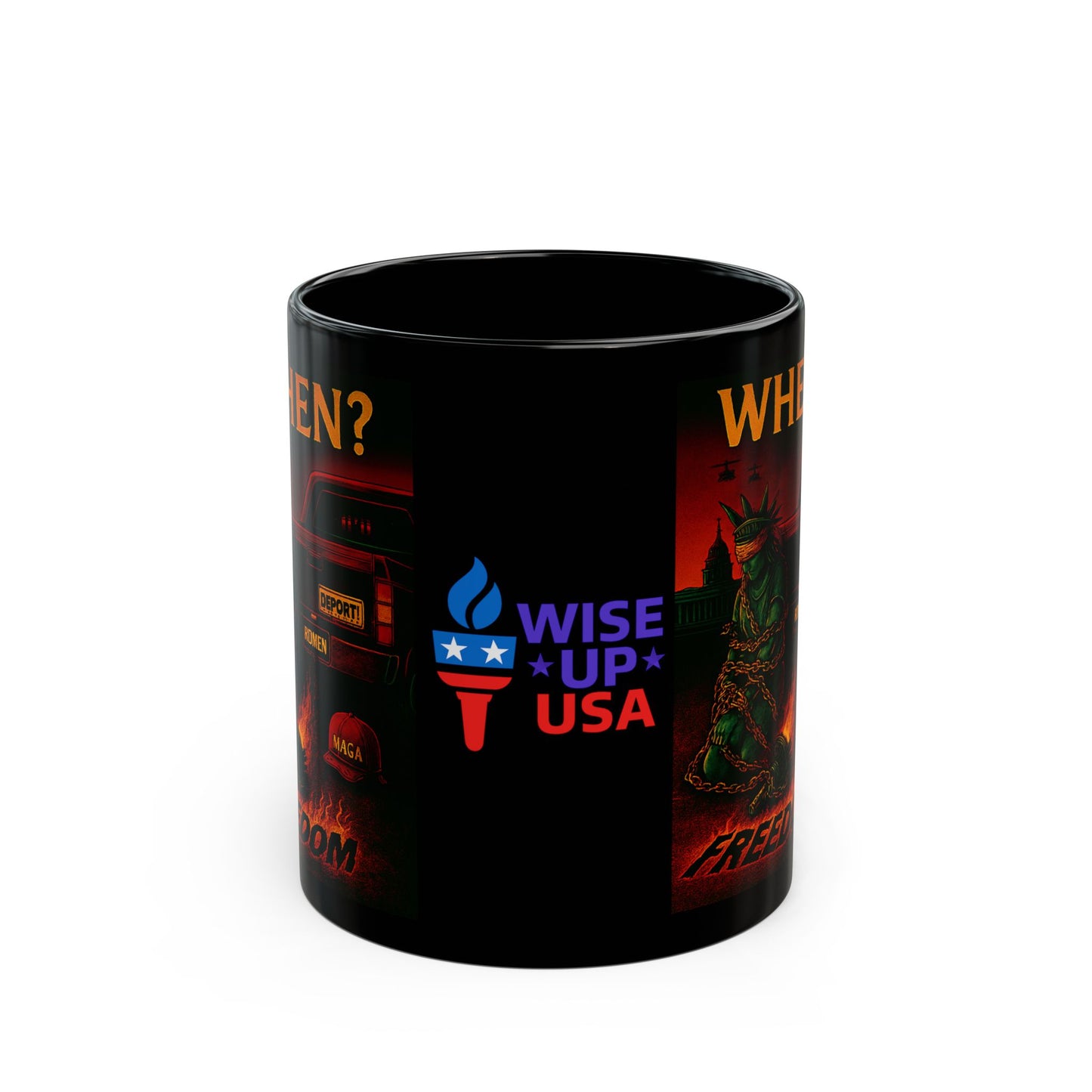 Stolen Liberty Black Mug for Patriots, Coffee Lovers, Drinkware, Gift for Political Activists, Stop Trump, 11oz & 15oz Sizes