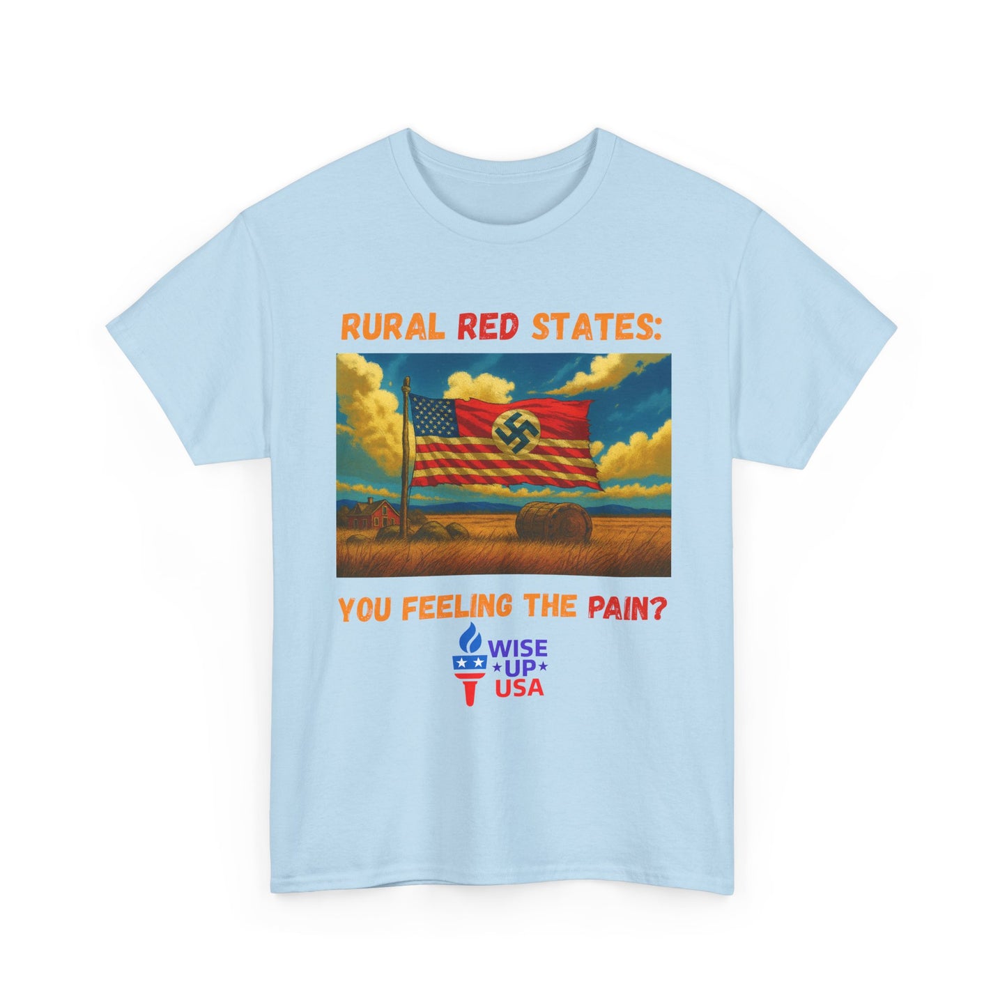 Unisex Heavy Cotton Tee with Red State Pain Design, Election Day Apparel, Tariffs bankrupt Farms, Activists, Midterm 26, Revolution