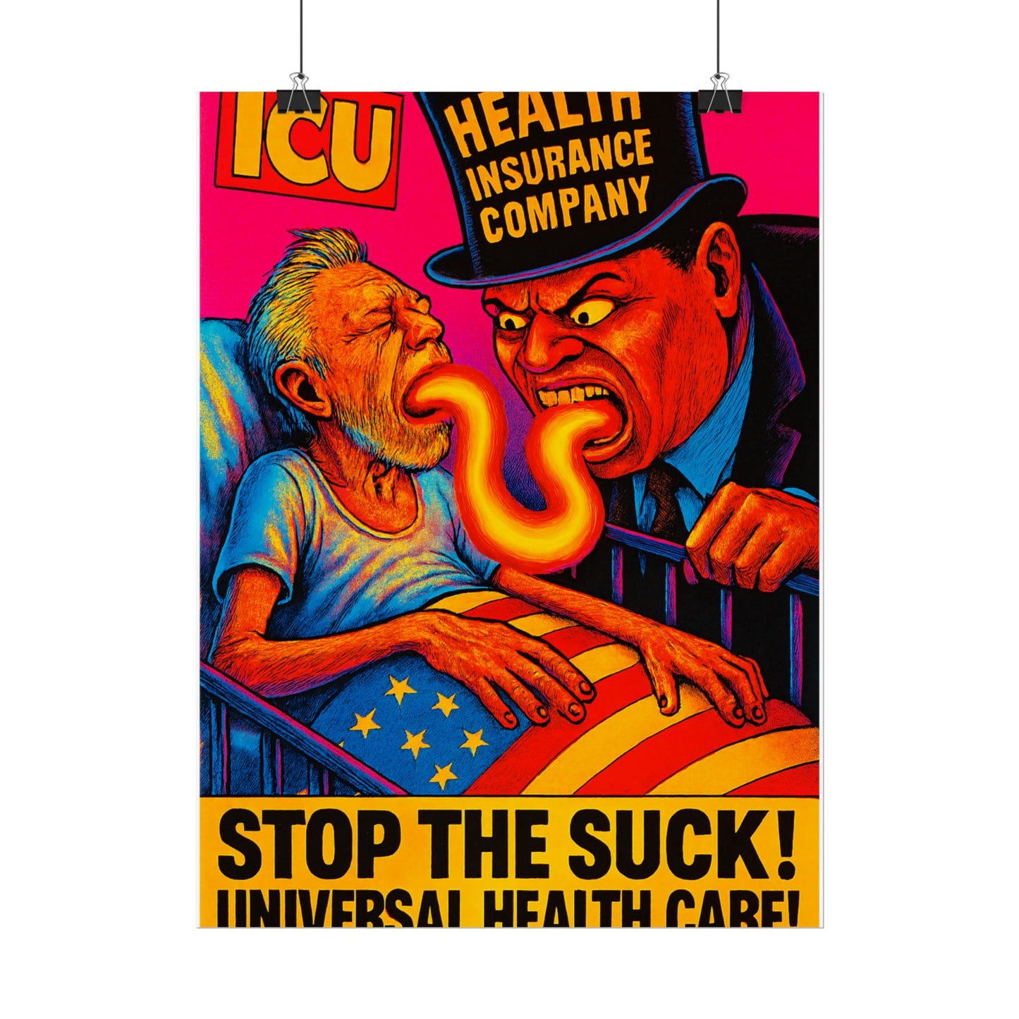 Colorful Protest Art Poster, Stop the Suck in 26, Activism Wall Art, Political Prints, Universal Health Care, Midterm Elections, oust elite