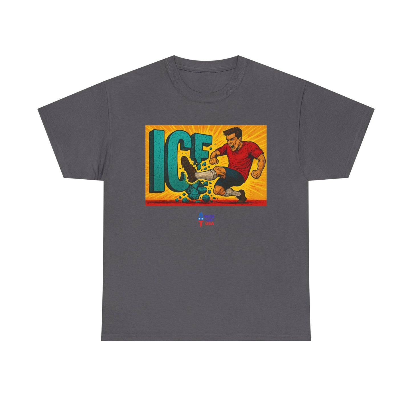 Unisex Heavy Cotton Tee with Kick Ice! '26, Design, Election Day Apparel, Revolution, Gift for Activists, Midterm 26, Stop ice