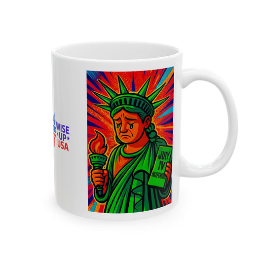 Ceramic Mug, Trump Shamed Statue in 26, Election Decor, Wise Up USA, Activist Gift, Midterms 26, Political Coffee Cup, Protester Present