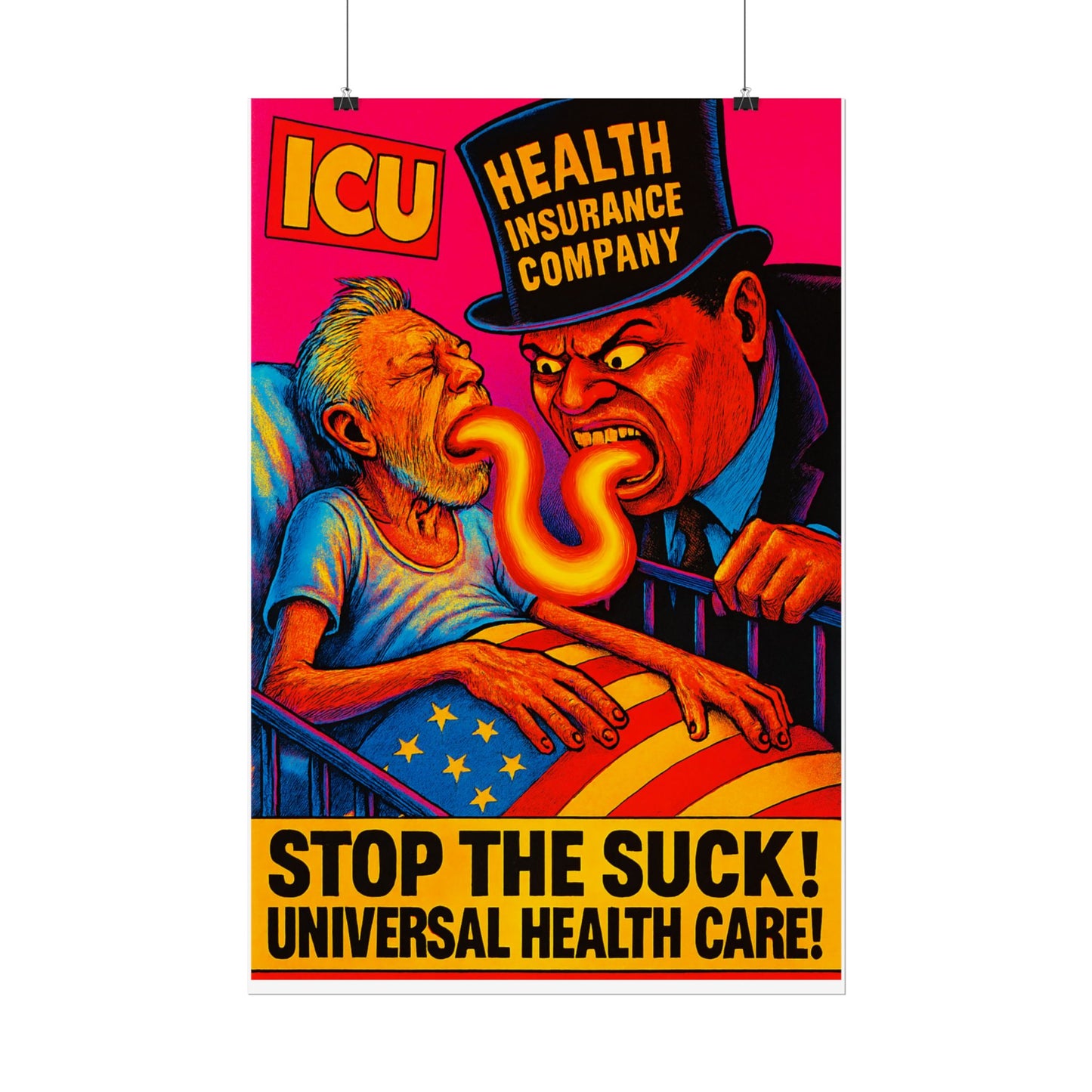 Colorful Protest Art Poster, Stop the Suck in 26, Activism Wall Art, Political Prints, Universal Health Care, Midterm Elections, oust elite