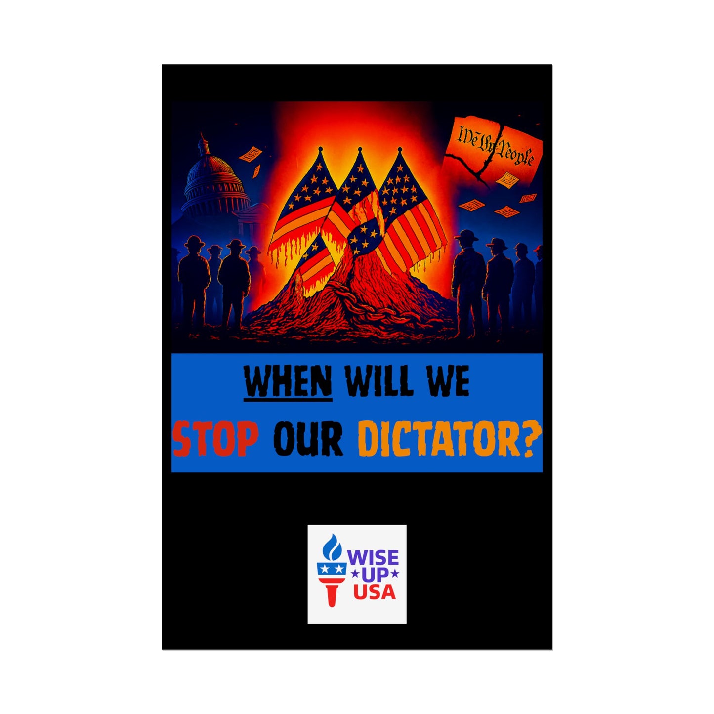 Colorful Protest Art Poster, Stop Dictator, Activism Wall Art, Political Activist Prints, Vote Congress OUT, Midterms. Stop Trump and MAGA