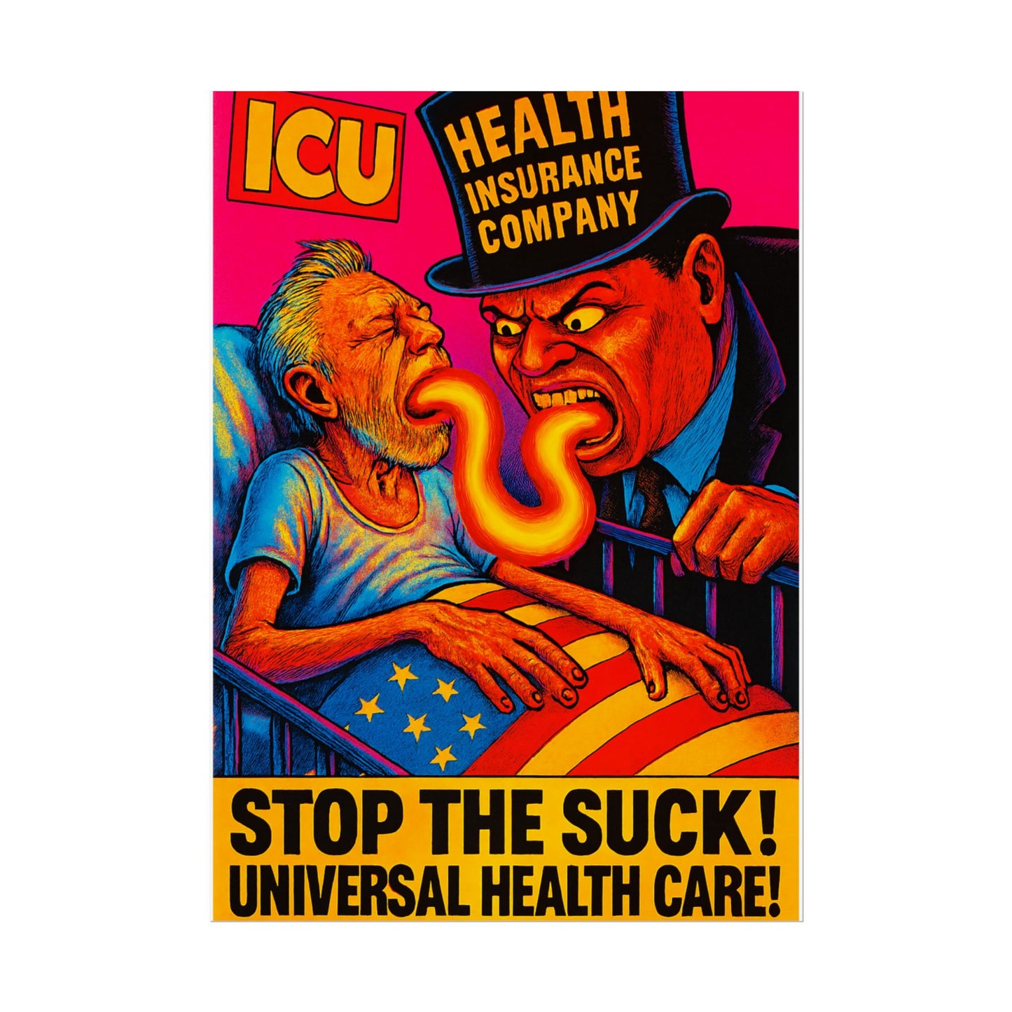 Colorful Protest Art Poster, Stop the Suck in 26, Activism Wall Art, Political Prints, Universal Health Care, Midterm Elections, oust elite