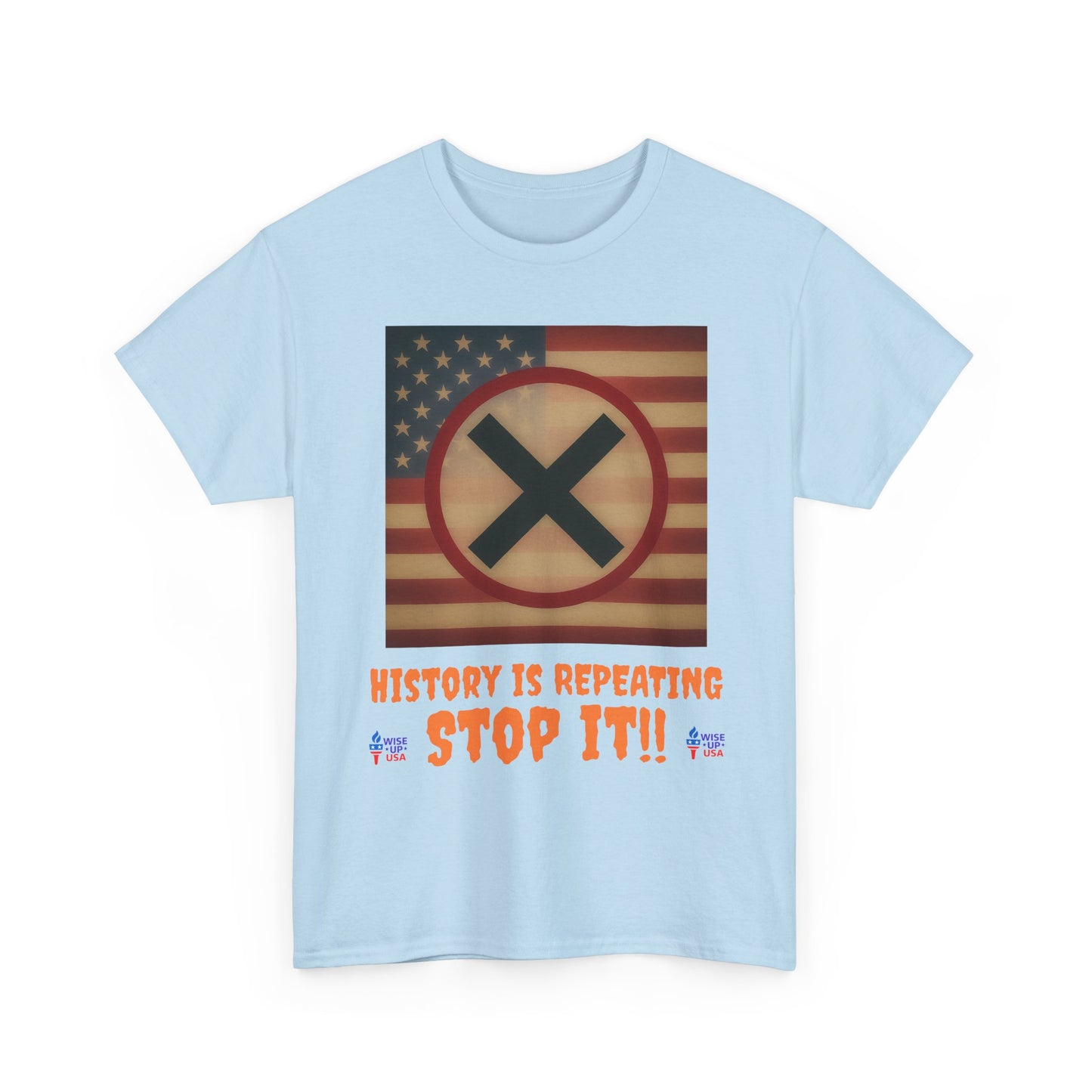 Unisex Heavy Cotton Tee with Stop USA Flag Morph words '26, Election Day Apparel, Stop Trump, Gift for Activists, Midterm 26, Stop Maga