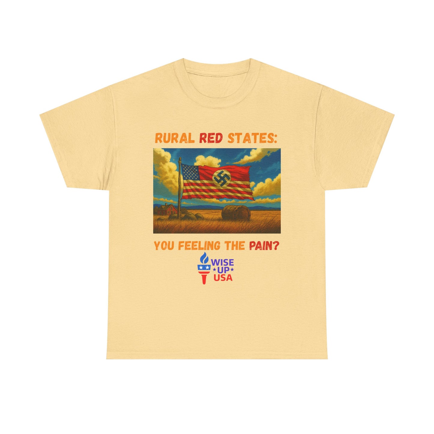 Unisex Heavy Cotton Tee with Red State Pain Design, Election Day Apparel, Tariffs bankrupt Farms, Activists, Midterm 26, Revolution