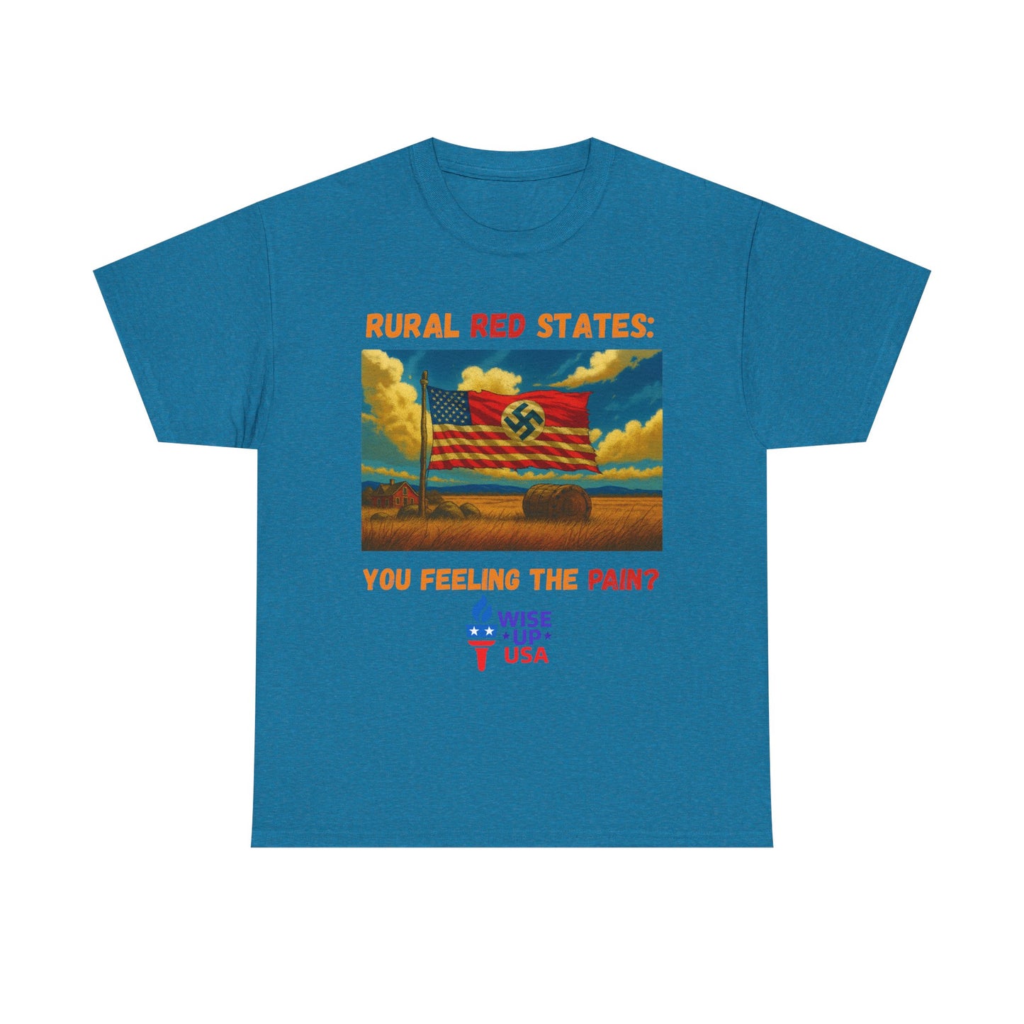 Unisex Heavy Cotton Tee with Red State Pain Design, Election Day Apparel, Tariffs bankrupt Farms, Activists, Midterm 26, Revolution