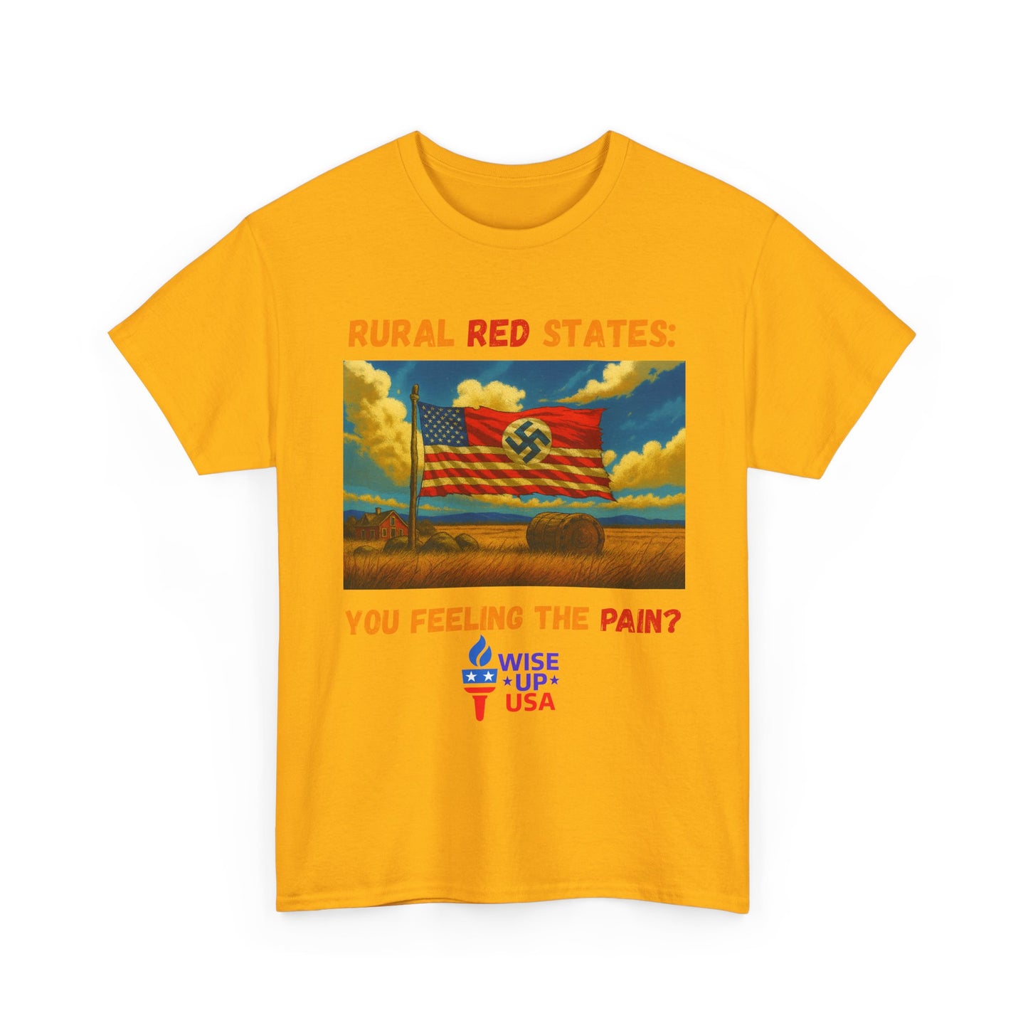 Unisex Heavy Cotton Tee with Red State Pain Design, Election Day Apparel, Tariffs bankrupt Farms, Activists, Midterm 26, Revolution