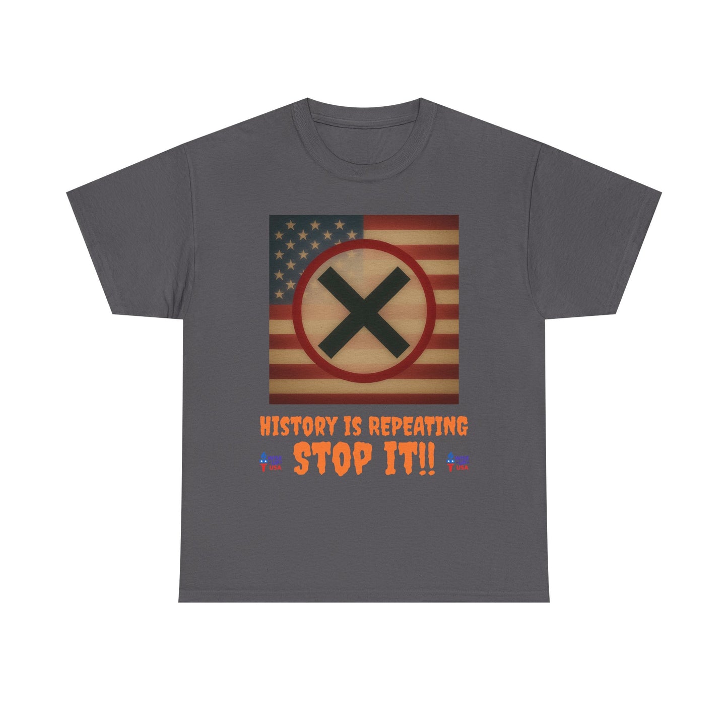 Unisex Heavy Cotton Tee with Stop USA Flag Morph words '26, Election Day Apparel, Stop Trump, Gift for Activists, Midterm 26, Stop Maga