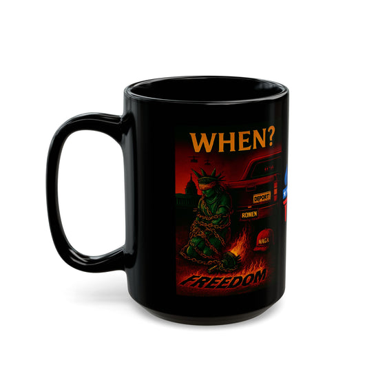 Stolen Liberty Black Mug for Patriots, Coffee Lovers, Drinkware, Gift for Political Activists, Stop Trump, 11oz & 15oz Sizes