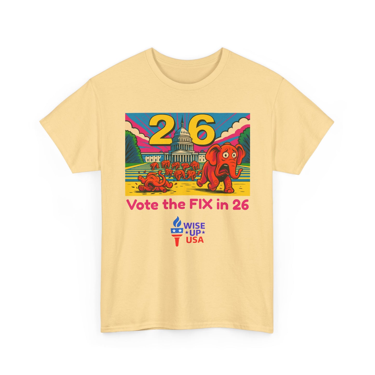 Unisex Heavy Cotton Tee with Patriotic 'Vote the FIX in '26!", Design, Election Day Apparel, USA Pride Tee, Gift for Activists, Midterm 26