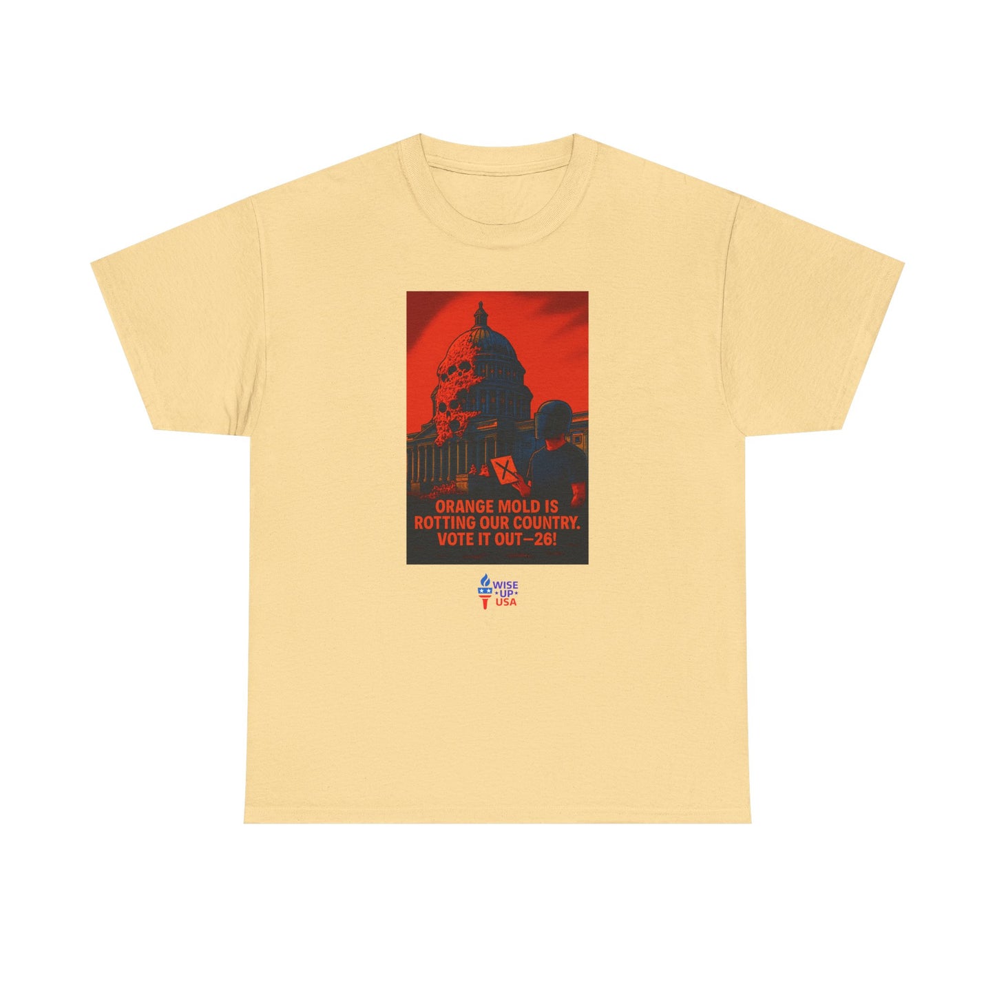Unisex Heavy Cotton Tee with Orange Mold Capitol '26, Design, Election Day Apparel, Revolution, Gift for Activists, Midterm 26, Eradicate