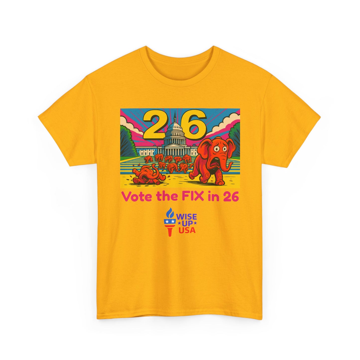 Unisex Heavy Cotton Tee with Patriotic 'Vote the FIX in '26!", Design, Election Day Apparel, USA Pride Tee, Gift for Activists, Midterm 26