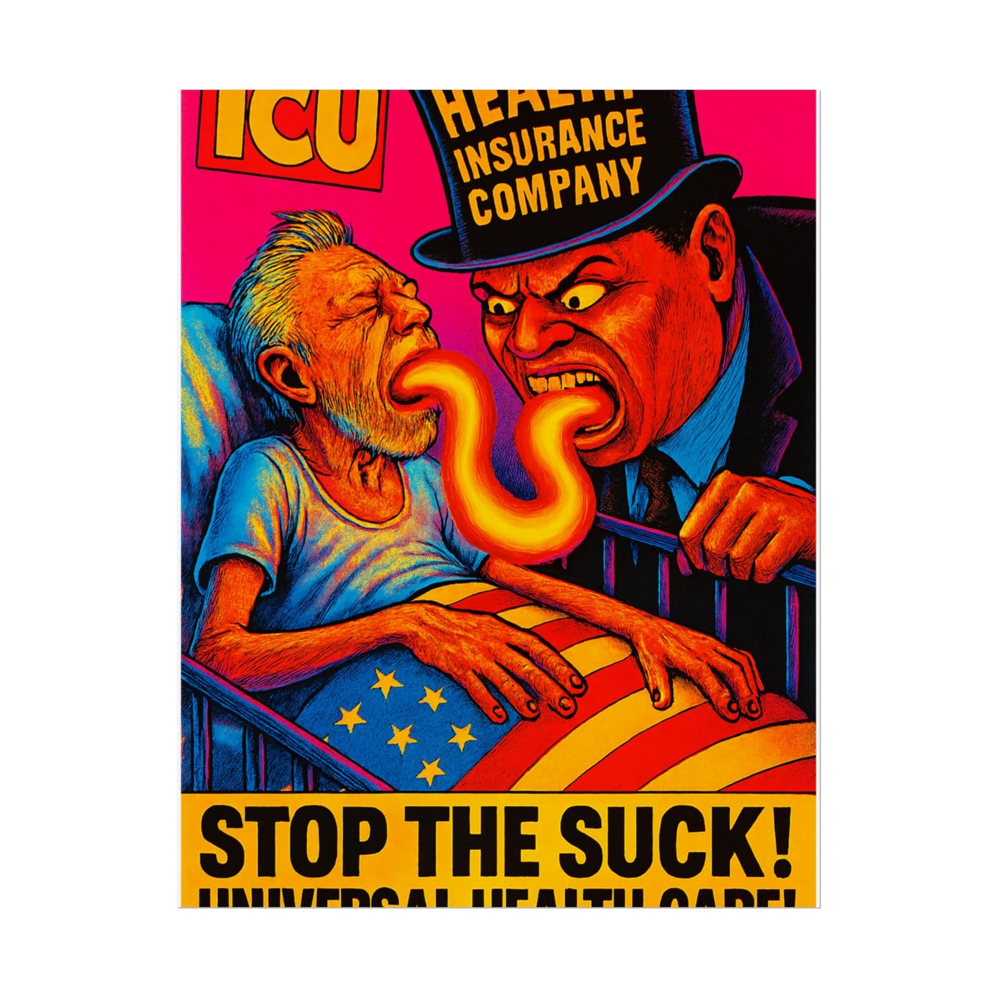 Colorful Protest Art Poster, Stop the Suck in 26, Activism Wall Art, Political Prints, Universal Health Care, Midterm Elections, oust elite