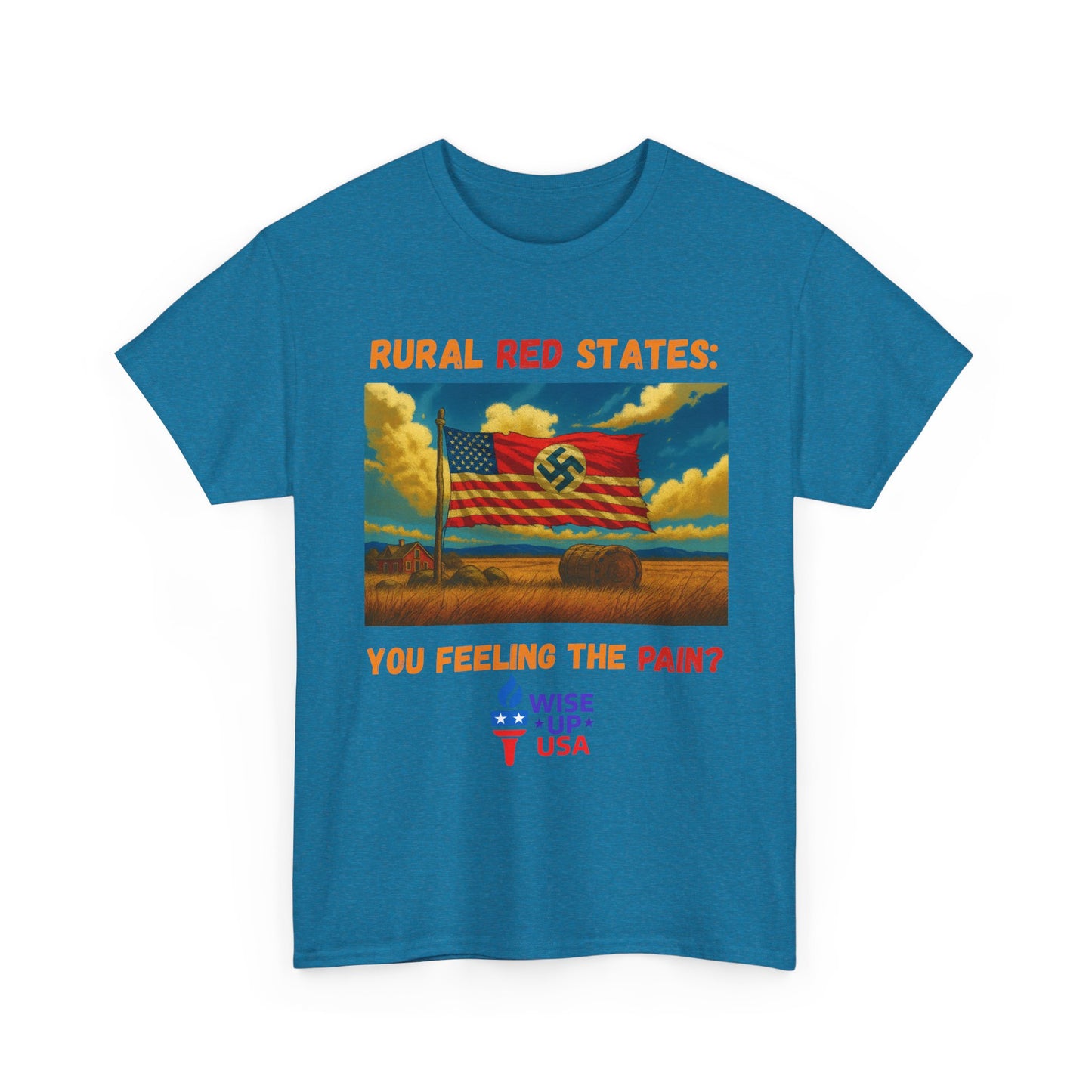 Unisex Heavy Cotton Tee with Red State Pain Design, Election Day Apparel, Tariffs bankrupt Farms, Activists, Midterm 26, Revolution