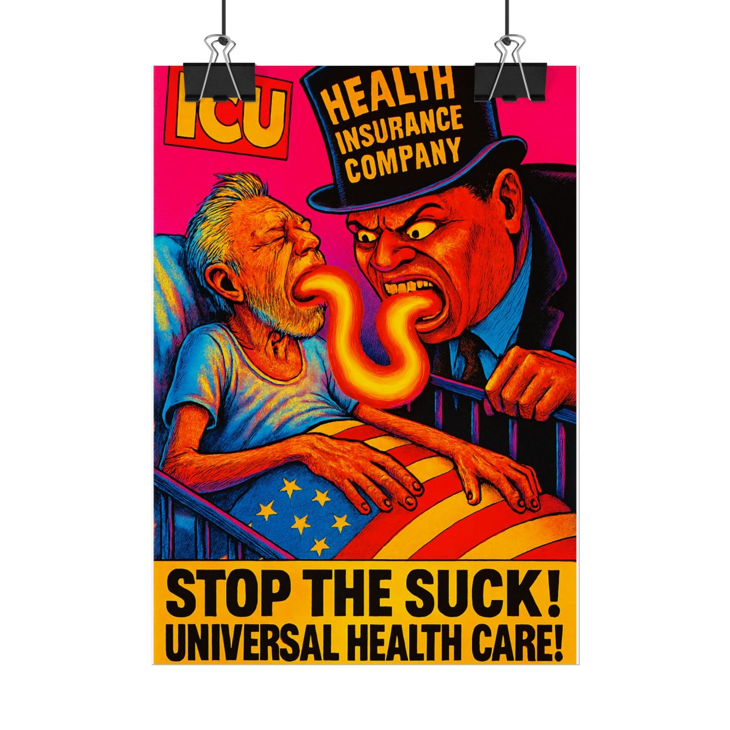 Colorful Protest Art Poster, Stop the Suck in 26, Activism Wall Art, Political Prints, Universal Health Care, Midterm Elections, oust elite