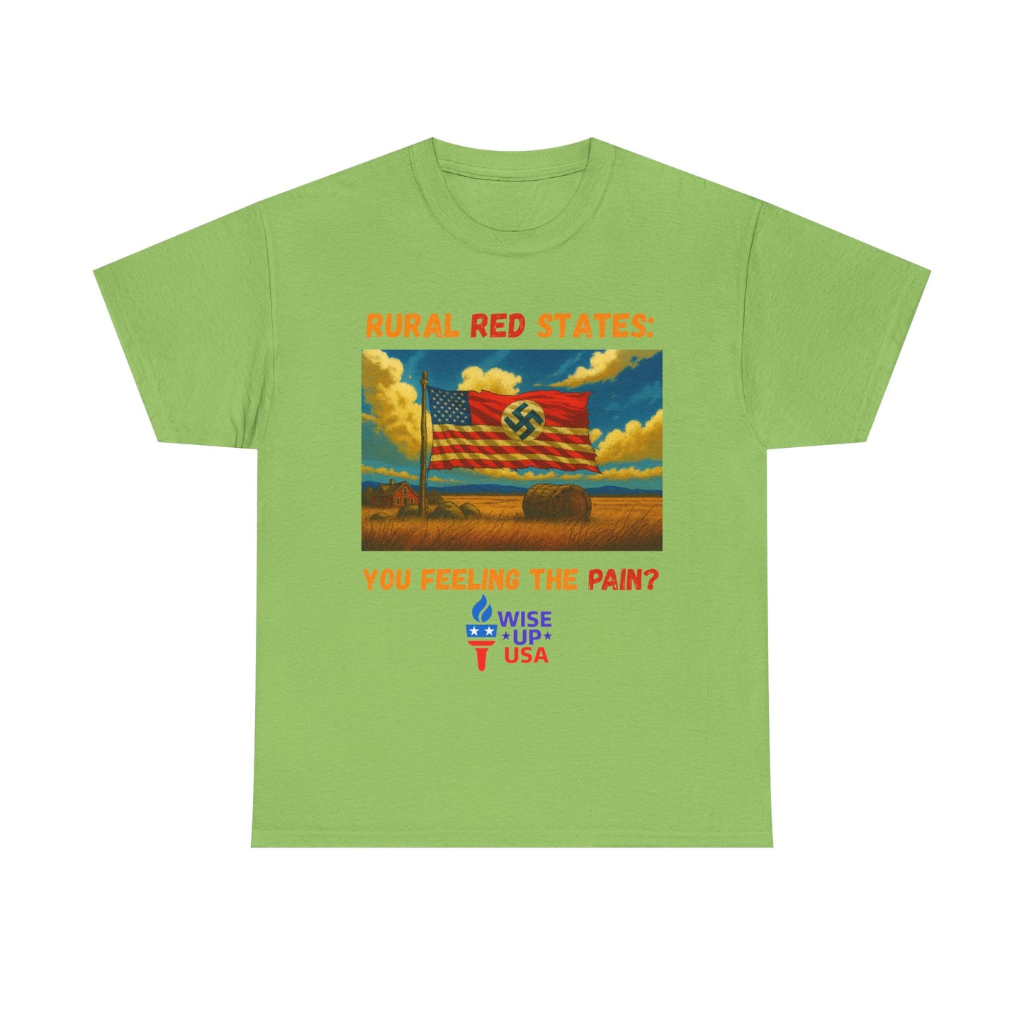 Unisex Heavy Cotton Tee with Red State Pain Design, Election Day Apparel, Tariffs bankrupt Farms, Activists, Midterm 26, Revolution