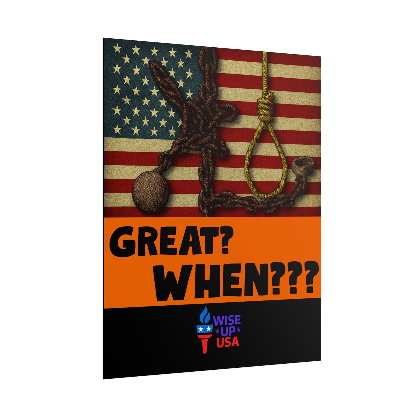 Protest Poster, Great? When? design, Activist Art, Bold Political Message, Dorm Decor, Election Season Sign, We were never Great, Stop MAGA