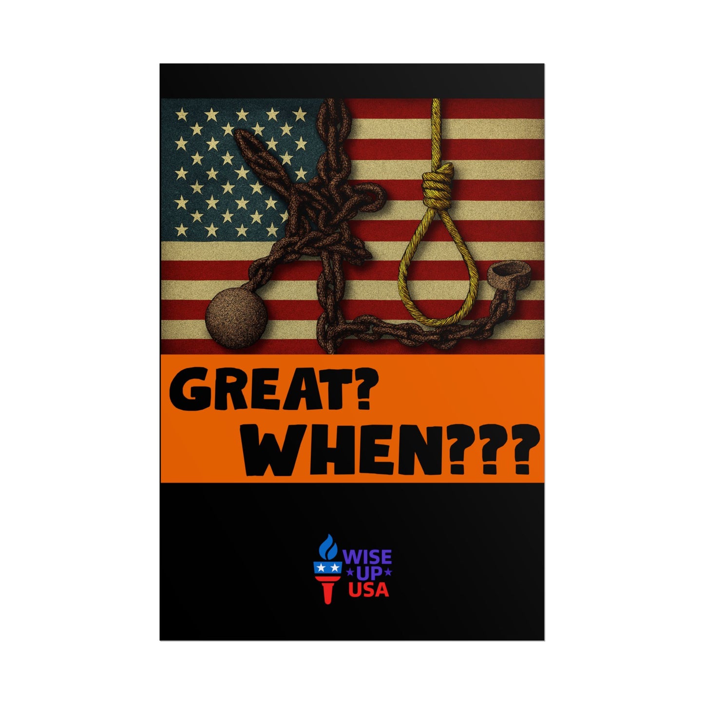 Protest Poster, Great? When? design, Activist Art, Bold Political Message, Dorm Decor, Election Season Sign, We were never Great, Stop MAGA