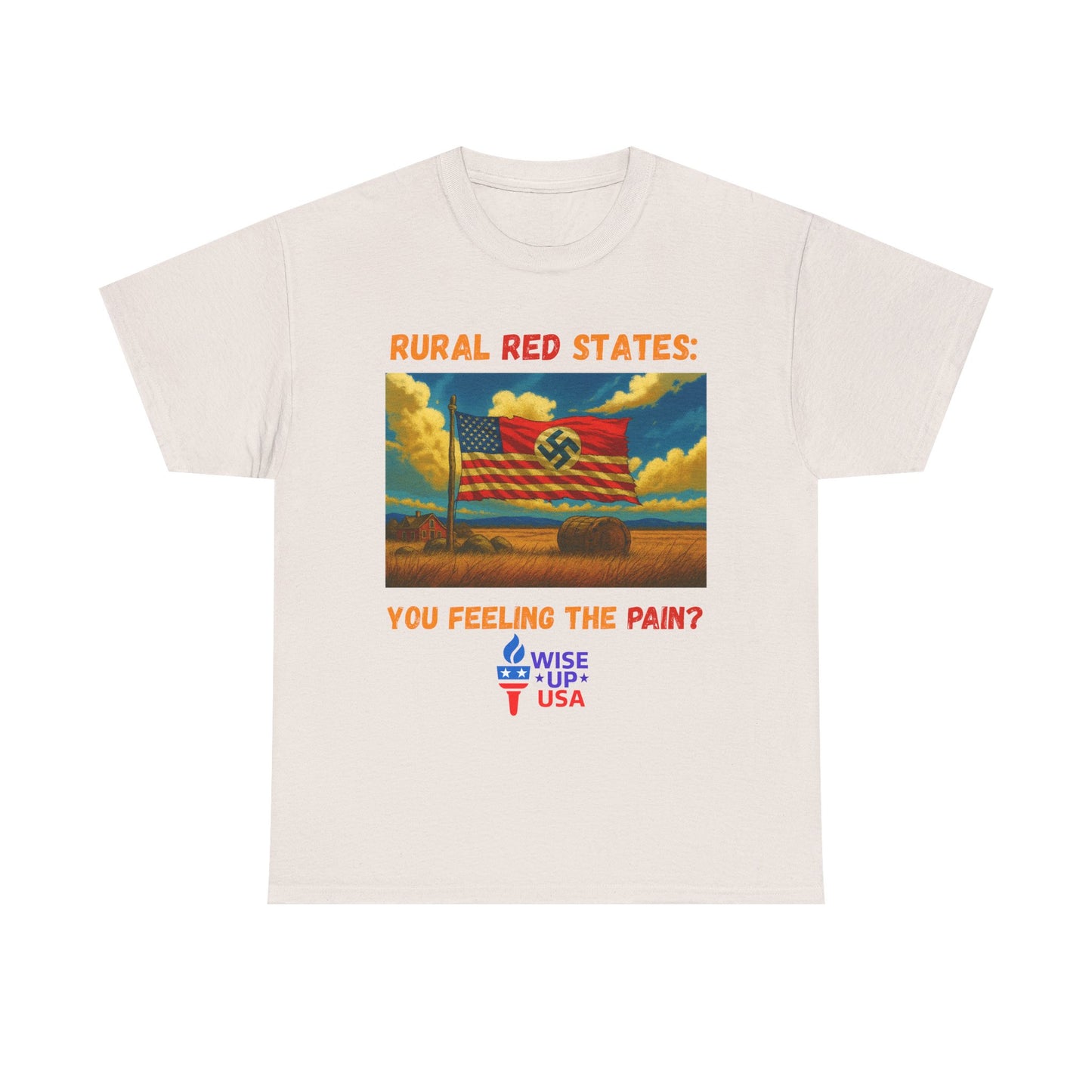 Unisex Heavy Cotton Tee with Red State Pain Design, Election Day Apparel, Tariffs bankrupt Farms, Activists, Midterm 26, Revolution