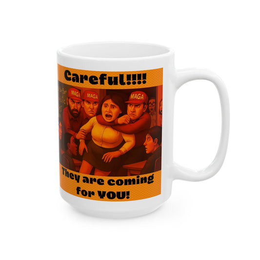 Ceramic Mug, Careful Teacher! , Election Decor, Wise Up USA, Activist Gift, Midterms 26, Political Coffee Cup, Protester Present, Anti MAGA