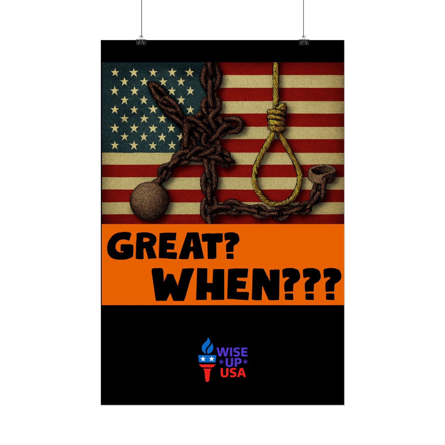 Protest Poster, Great? When? design, Activist Art, Bold Political Message, Dorm Decor, Election Season Sign, We were never Great, Stop MAGA