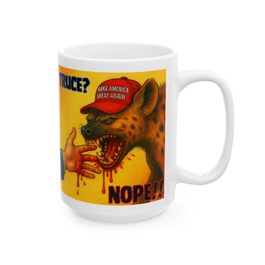 Ceramic Mug, Truce? NOPE! , Election Decor, Wise Up USA, Activist Gift, Midterms 26, Political Coffee Cup, Protester Present, Anti MAGA