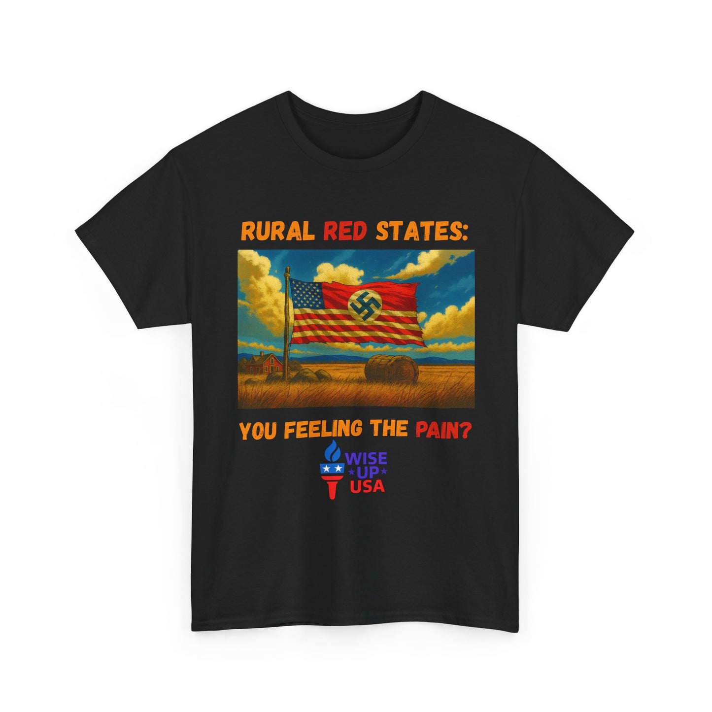 Unisex Heavy Cotton Tee with Red State Pain Design, Election Day Apparel, Tariffs bankrupt Farms, Activists, Midterm 26, Revolution