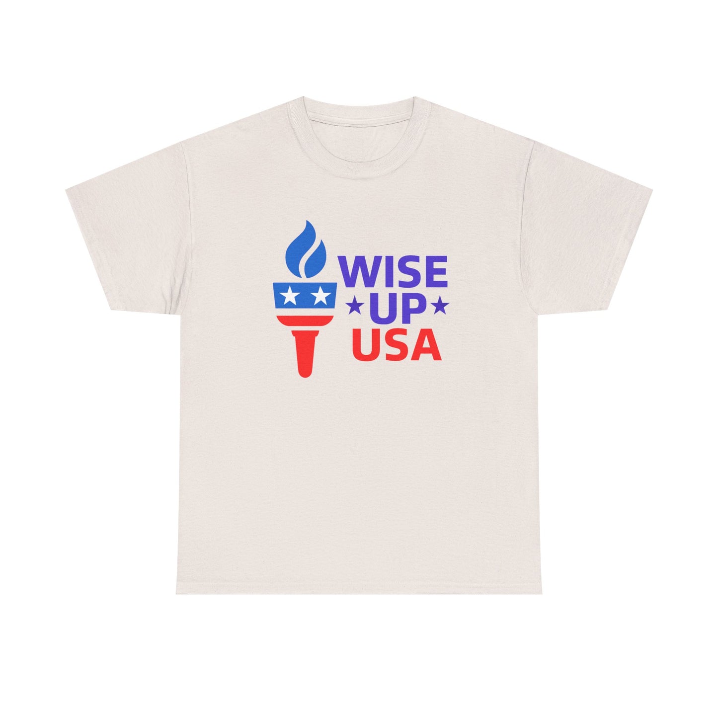 Unisex Heavy Cotton Tee with Patriotic 'Wise Up USA' Design, Independence Day Shirt, Election Day Apparel, USA Pride Tee, Gift for Activists
