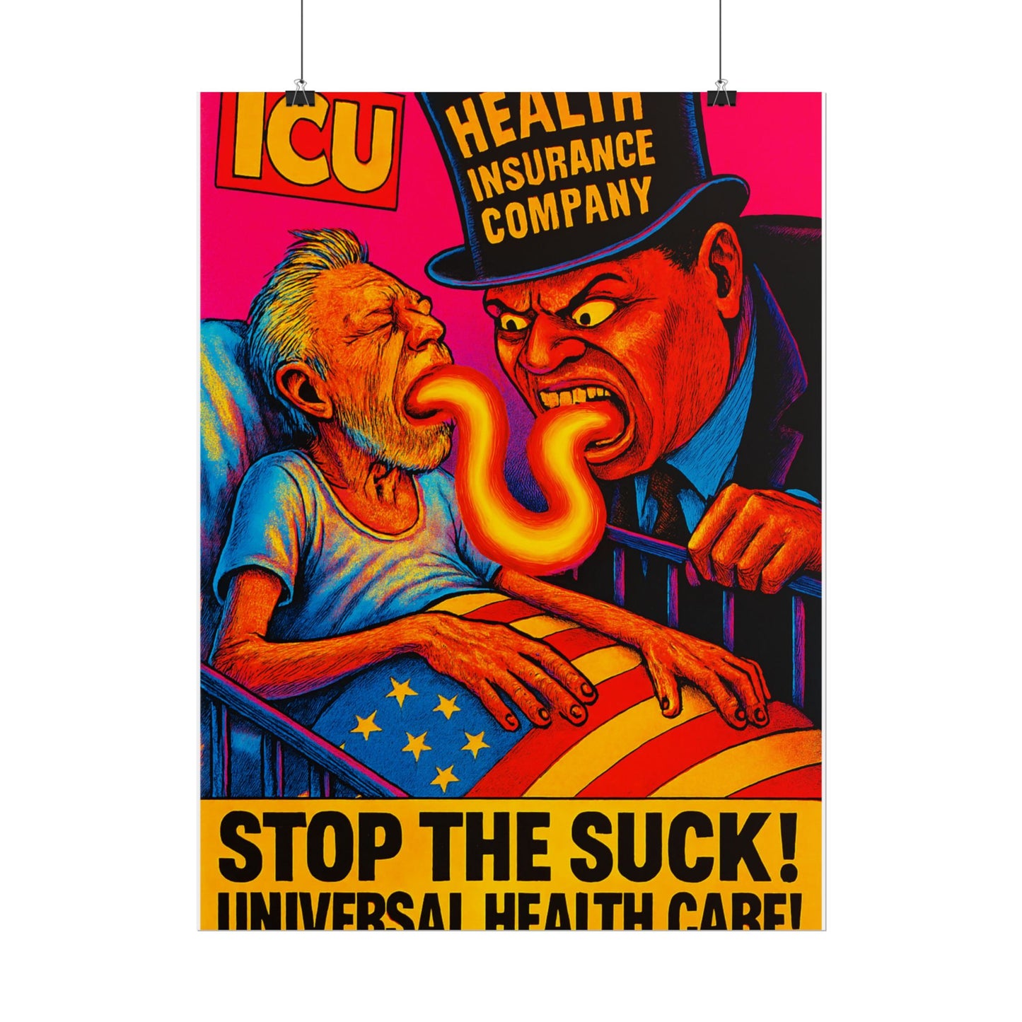 Colorful Protest Art Poster, Stop the Suck in 26, Activism Wall Art, Political Prints, Universal Health Care, Midterm Elections, oust elite