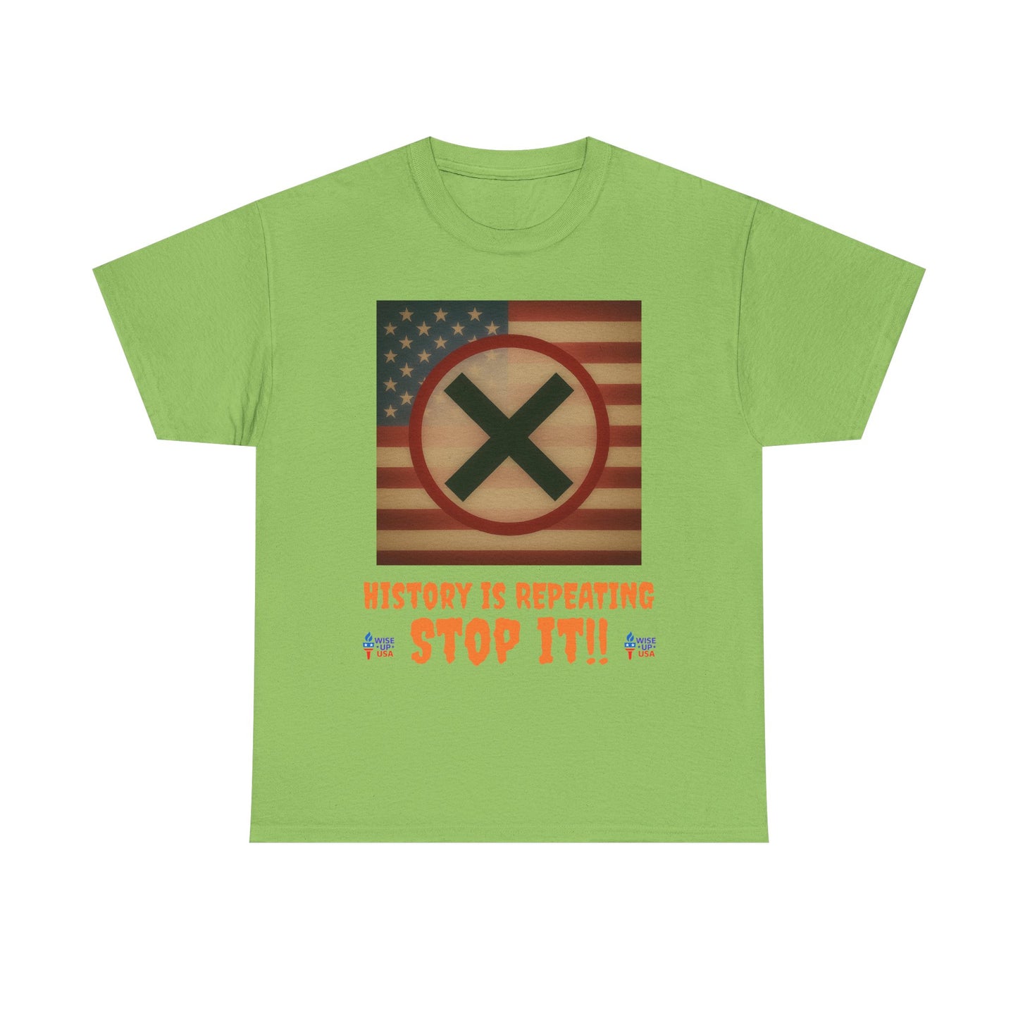 Unisex Heavy Cotton Tee with Stop USA Flag Morph words '26, Election Day Apparel, Stop Trump, Gift for Activists, Midterm 26, Stop Maga