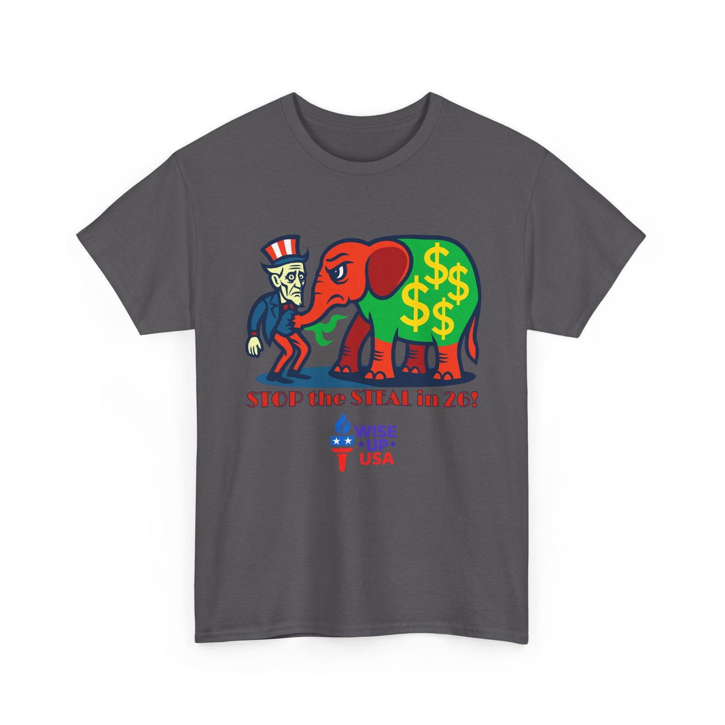 Unisex Heavy Cotton Tee with Patriotic 'Stop the Steal in '26!", Design, Election Day Apparel, Revolution, Gift for Activists, Midterm 26