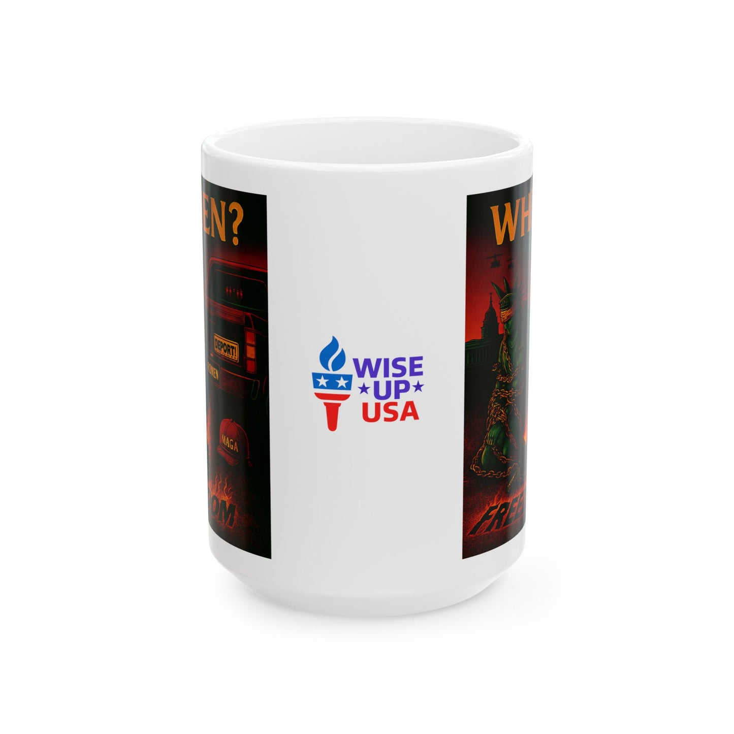 Ceramic Mug, Stolen Liberty , Election Decor, Wise Up USA, Activist Gift, Midterms 26, Political Coffee Cup, Protester Present, Anti MAGA