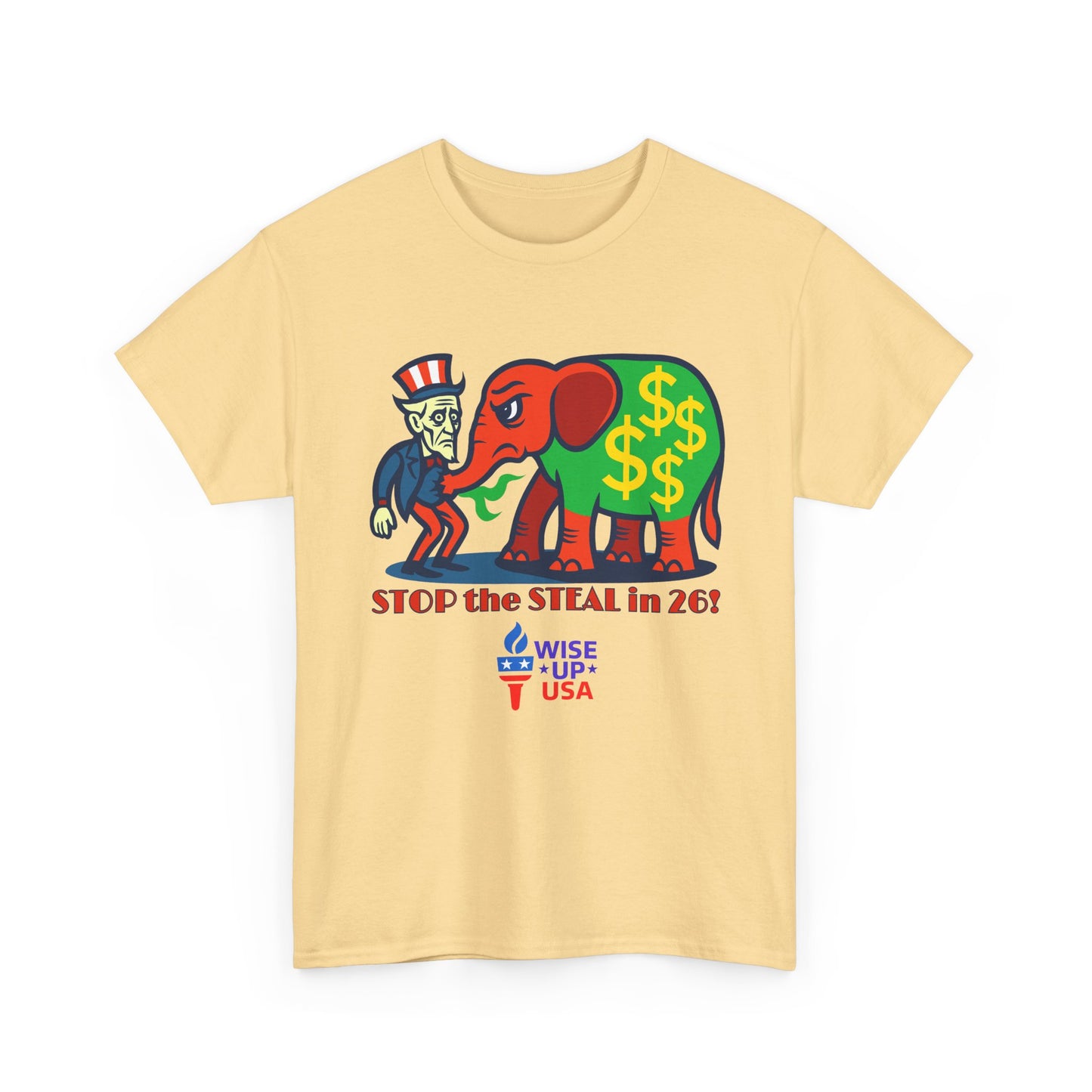 Unisex Heavy Cotton Tee with Patriotic 'Stop the Steal in '26!", Design, Election Day Apparel, Revolution, Gift for Activists, Midterm 26