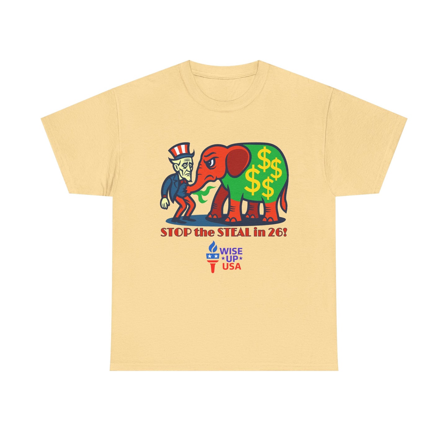 Unisex Heavy Cotton Tee with Patriotic 'Stop the Steal in '26!", Design, Election Day Apparel, Revolution, Gift for Activists, Midterm 26