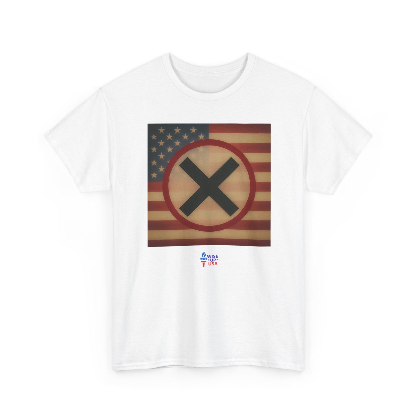 Unisex Heavy Cotton Tee with Stop USA Flag Morph Plain'26, Election Day Apparel, Stop Trump, Gift for Activists, Midterm 26, Stop Maga